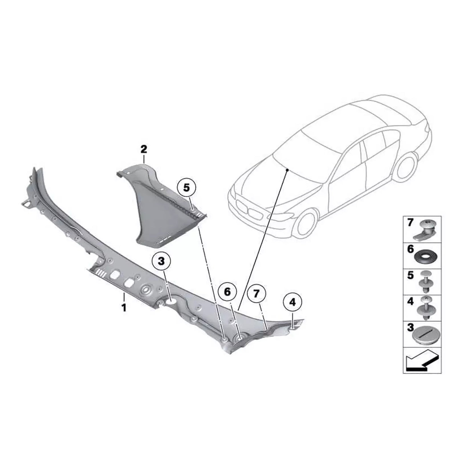 Plošča za vetrobransko steklo 5171717203124 za BMW 5 528I 535D 550I 2011-2016