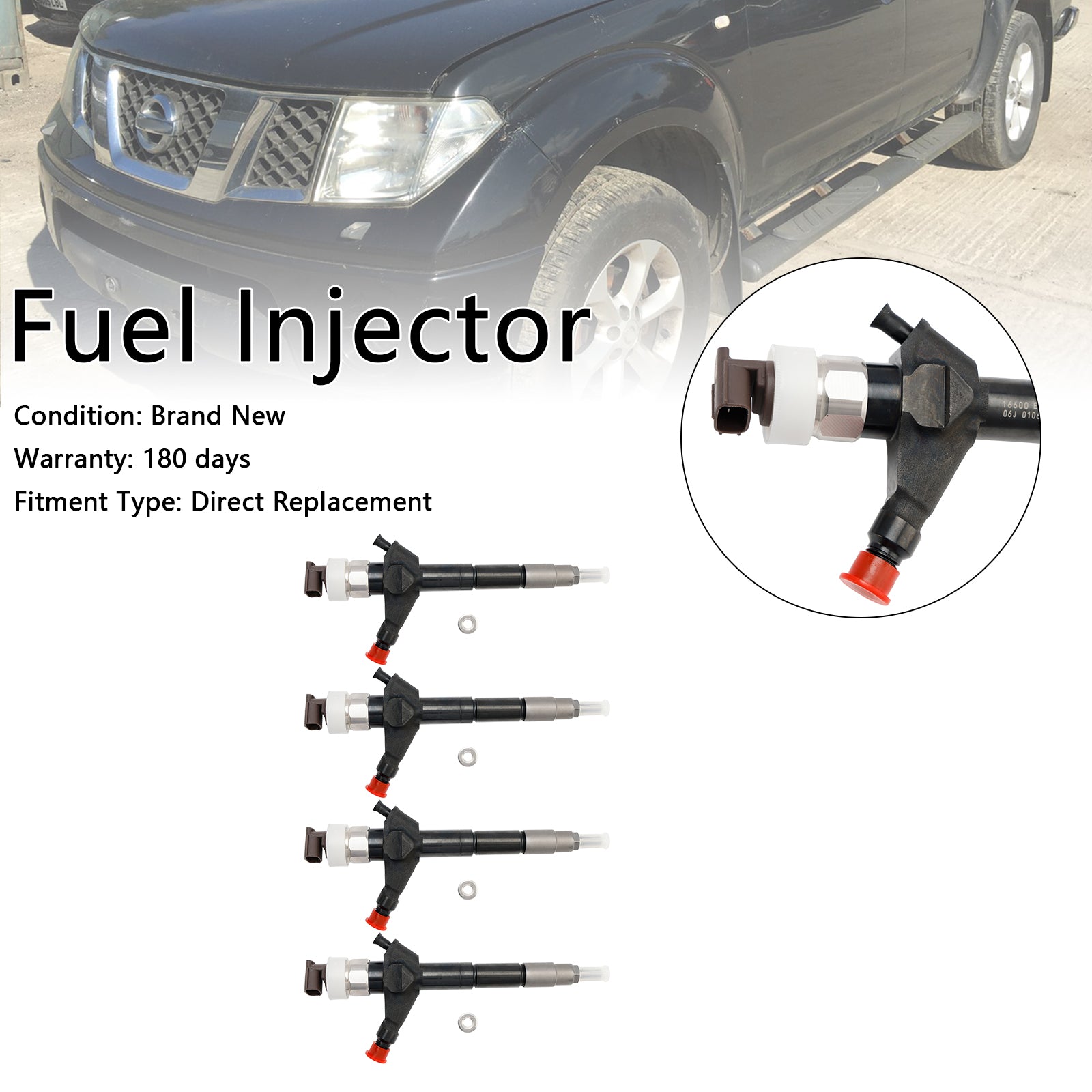 4 Uds Nissan Navara 2,5 dCi inyector de combustible 16600-EB70A 095000-6250