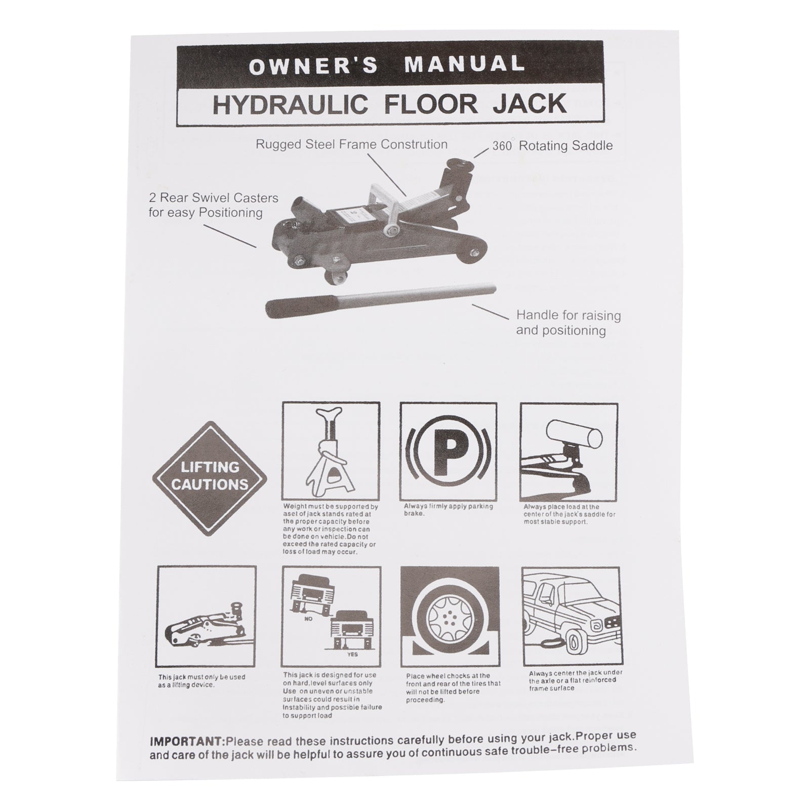 Cric da pavimento a basso profilo da 2 tonnellate (4 400 libbre) Altezza di sollevamento da 5,31 a 12,8 pollici