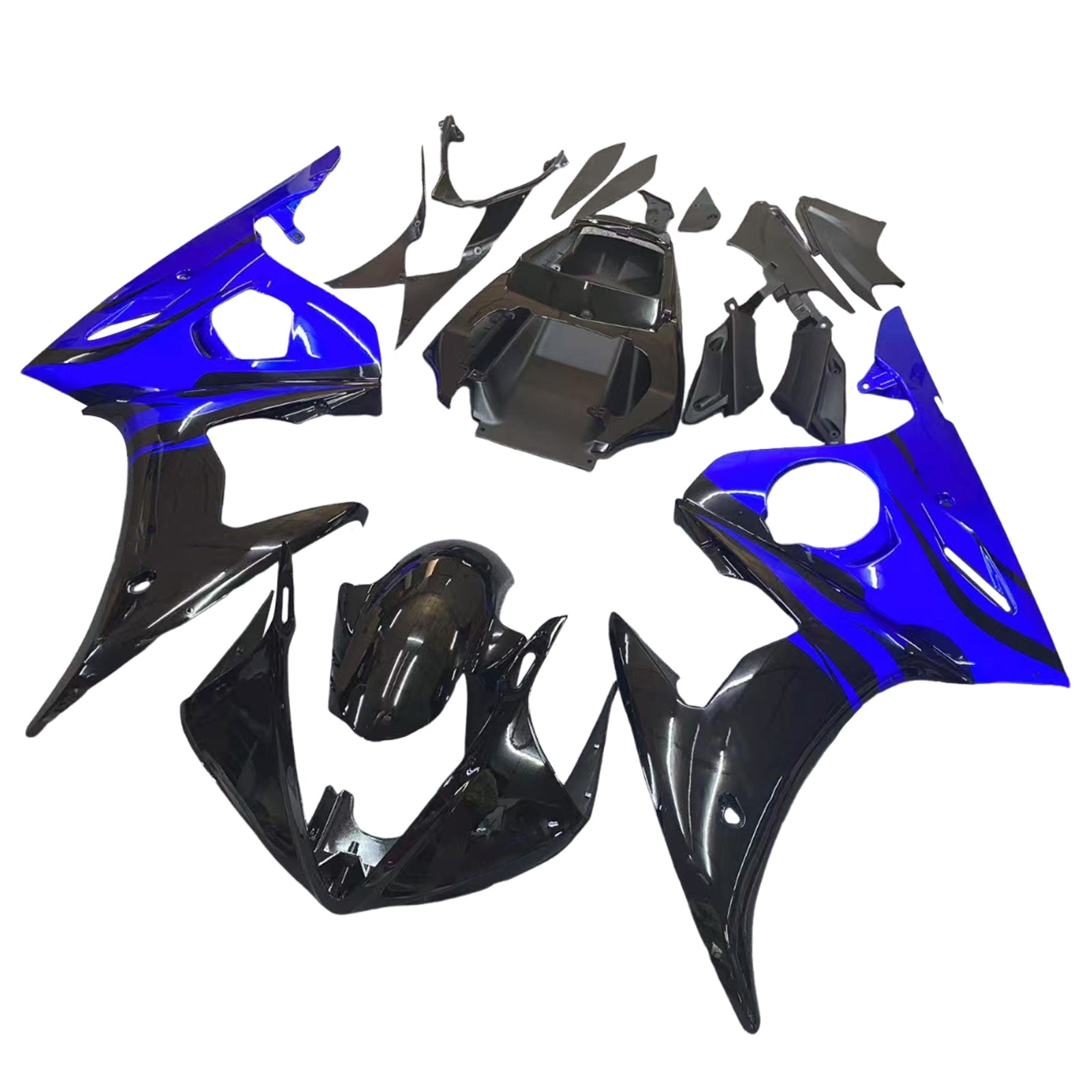 Kit de carénage en plastique moulé par injection bleu et noir avec kit de vis pour Yamaha YZF R6 2005