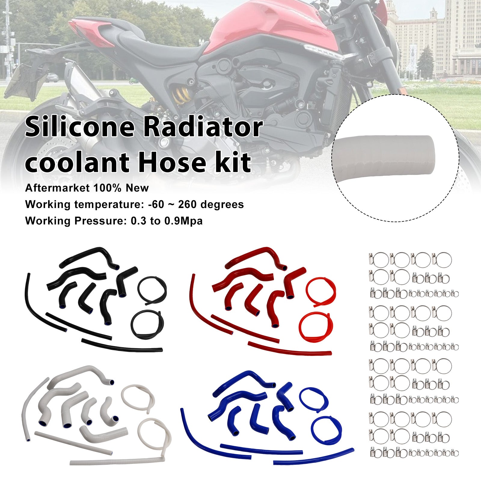 Durite de refroidissement en silicone pour radiateur Ducati Monster 937 (2021-2025)
