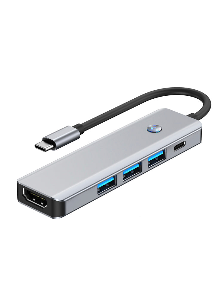 Adaptateur 5 en 1 TYPE-C + USB 3.0 (1 port) + USB 2.0 (2 ports) + HDMI + PD100W pour MacBook