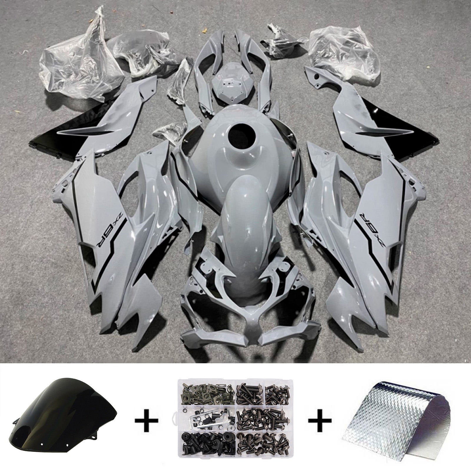 Kit de carénage injecté en plastique ABS compatible avec Kawasaki ZX6R 2019-2023