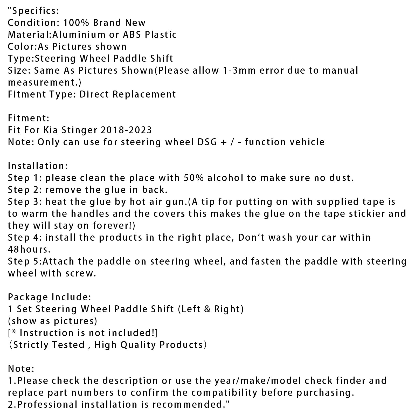 Couvre-palettes de changement de vitesse pour Kia Stinger 2018-2023