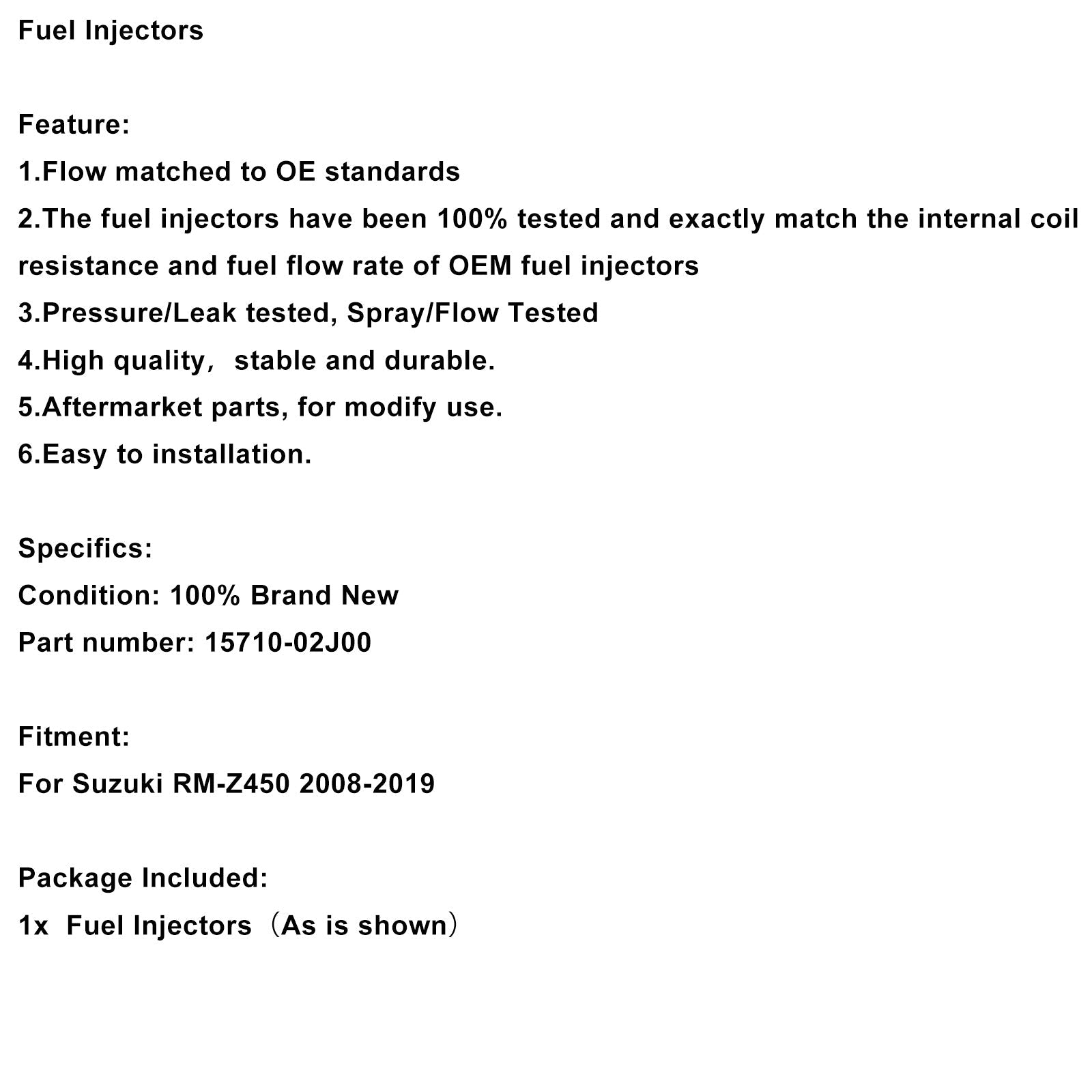 Wtryskiwacze paliwa do Suzuki RM-Z450 (2008-2019) - Numer części : 15710-02J00