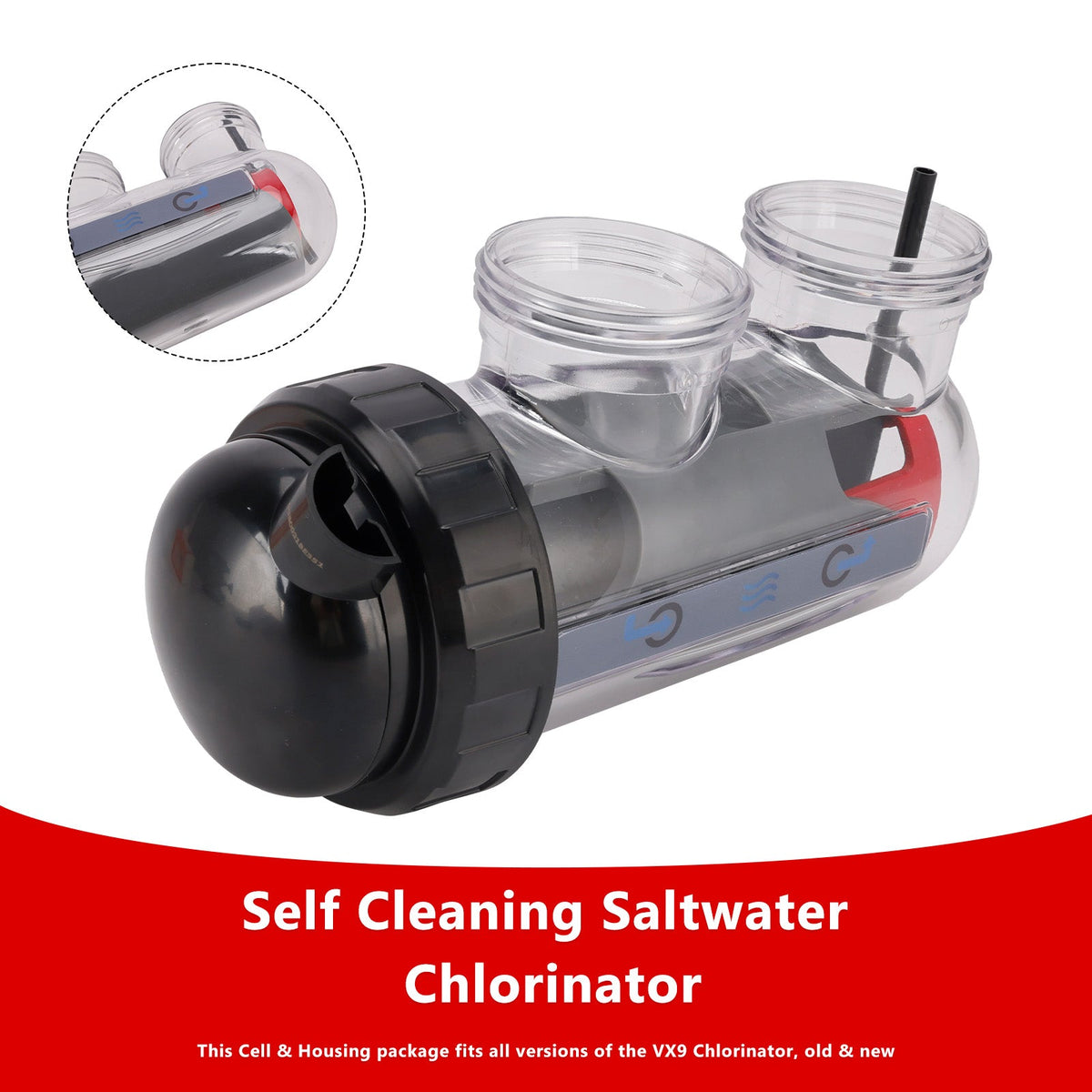 Vervangingscel voor zoutwaterchlorinator met behuizing voor Astral/Hurlcon VX9/E35