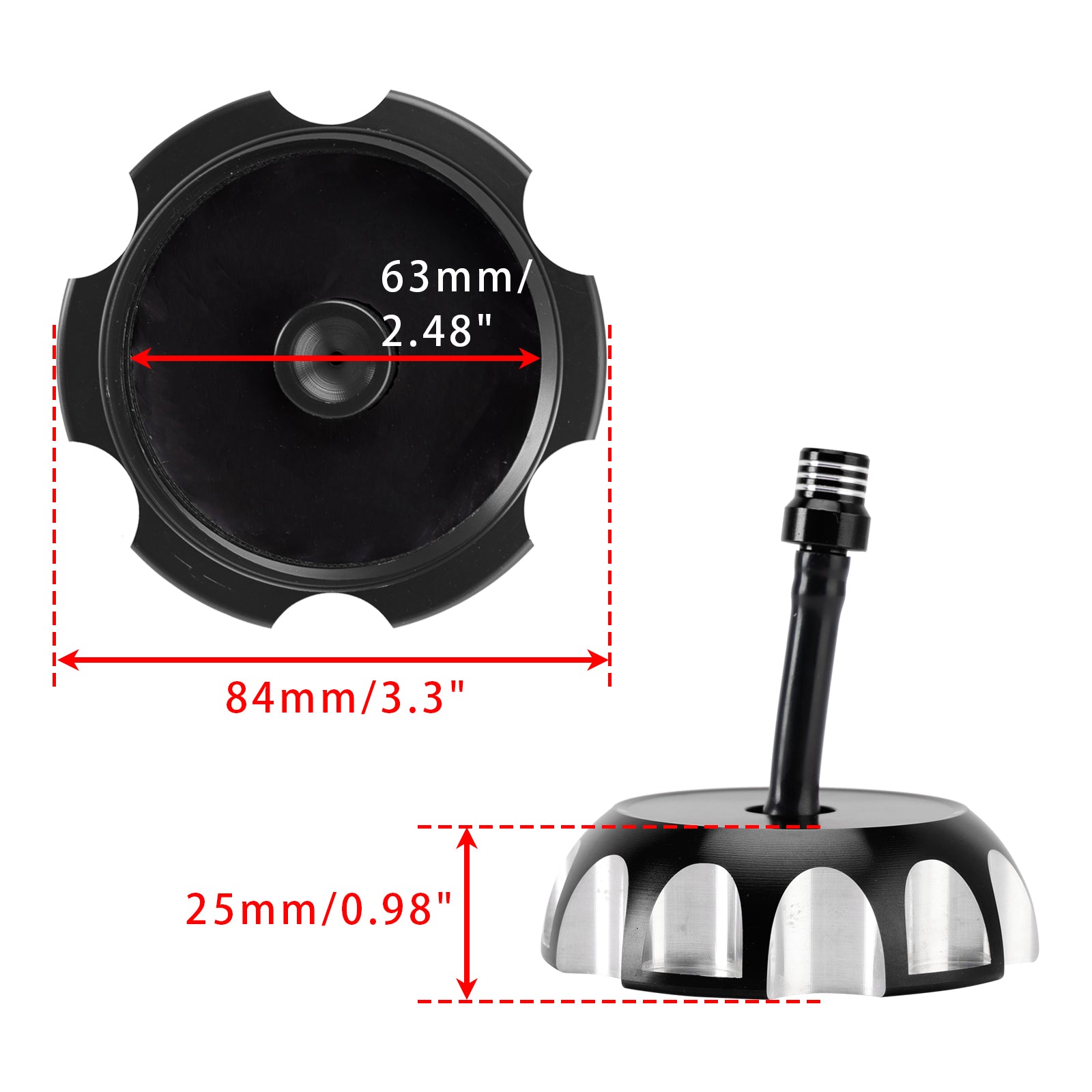 Bouchon de réservoir d'essence en aluminium avec évent, noir, pour Yamaha TTR250, YZ 125, 250 et WR 250/400/426F