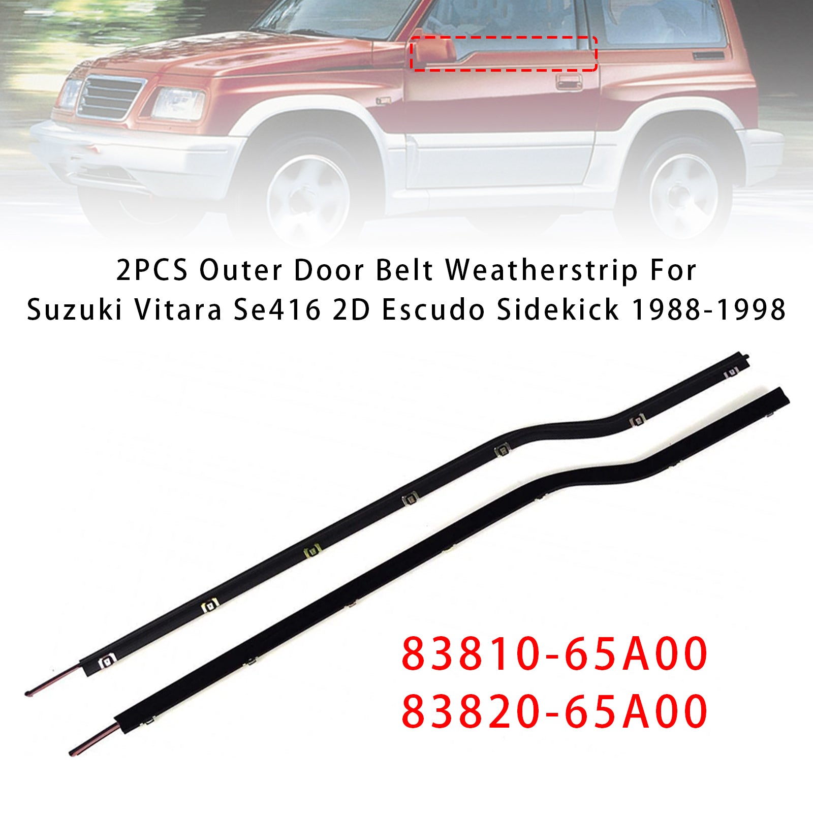 2PCS D'étanchéité Extérieure De Porte Pour Suzuki Vitara Se416 2D Escudo