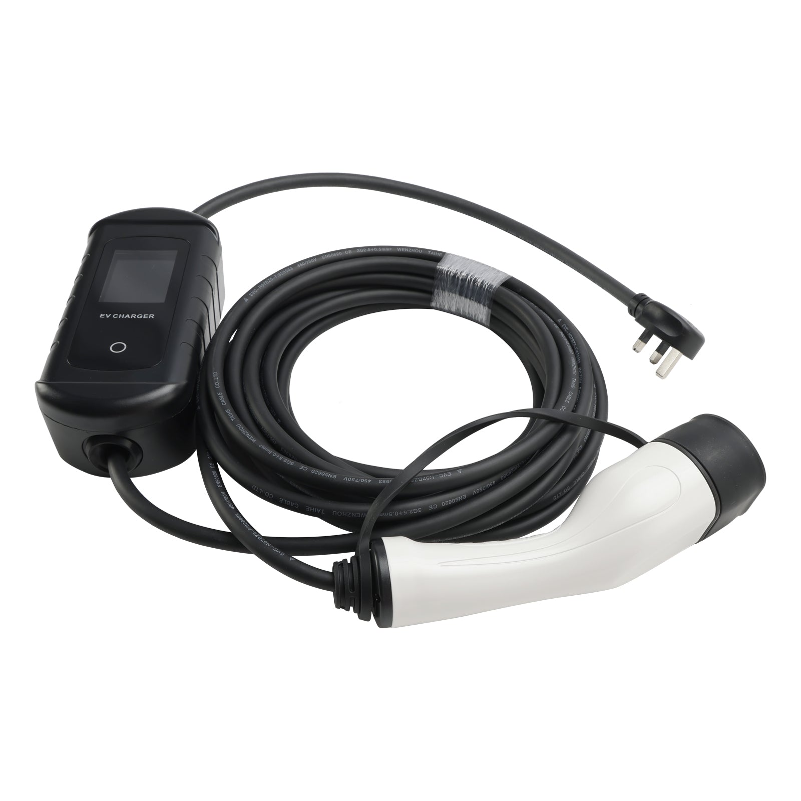 Type 2 draagbare EV-oplader, 10 meter kabel, 3-polige UK-stekker, 13 A verstelbaar