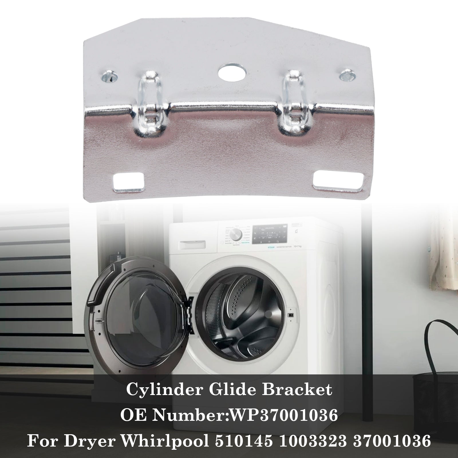 Support de glissière de cylindre WP37001036 pour sèche-linge 510145 1003323 37001036