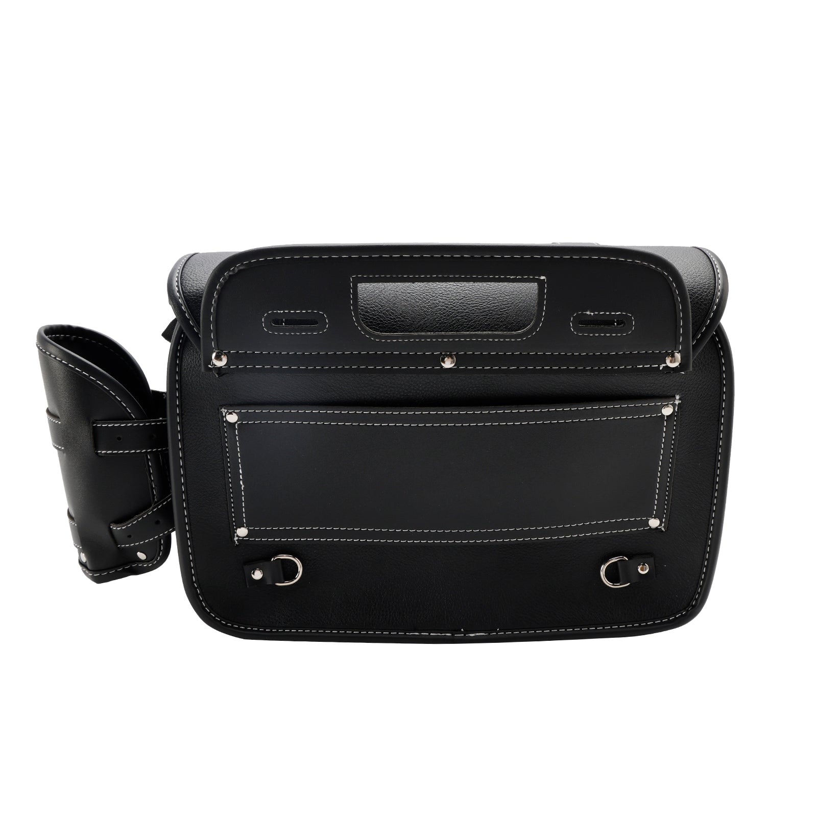 Zadnja vrečka poliuretana za stransko torbo z motornimi kolesi, torbica za shranjevanje prtljage, črna