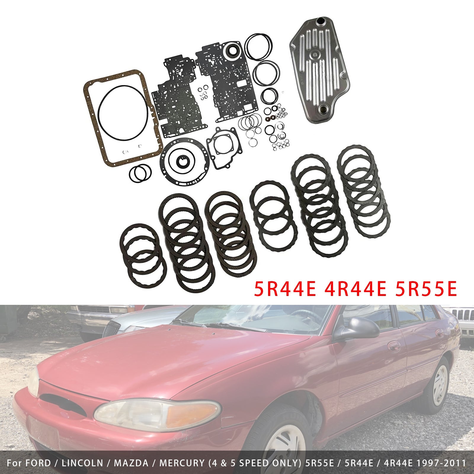 Kit de réfection complet pour disques d'embrayage de filtre des transmissions 4x4 5R44E et 5R55E pour Ford/Lincoln/Mazda/Mercury (à partir de 1997)
