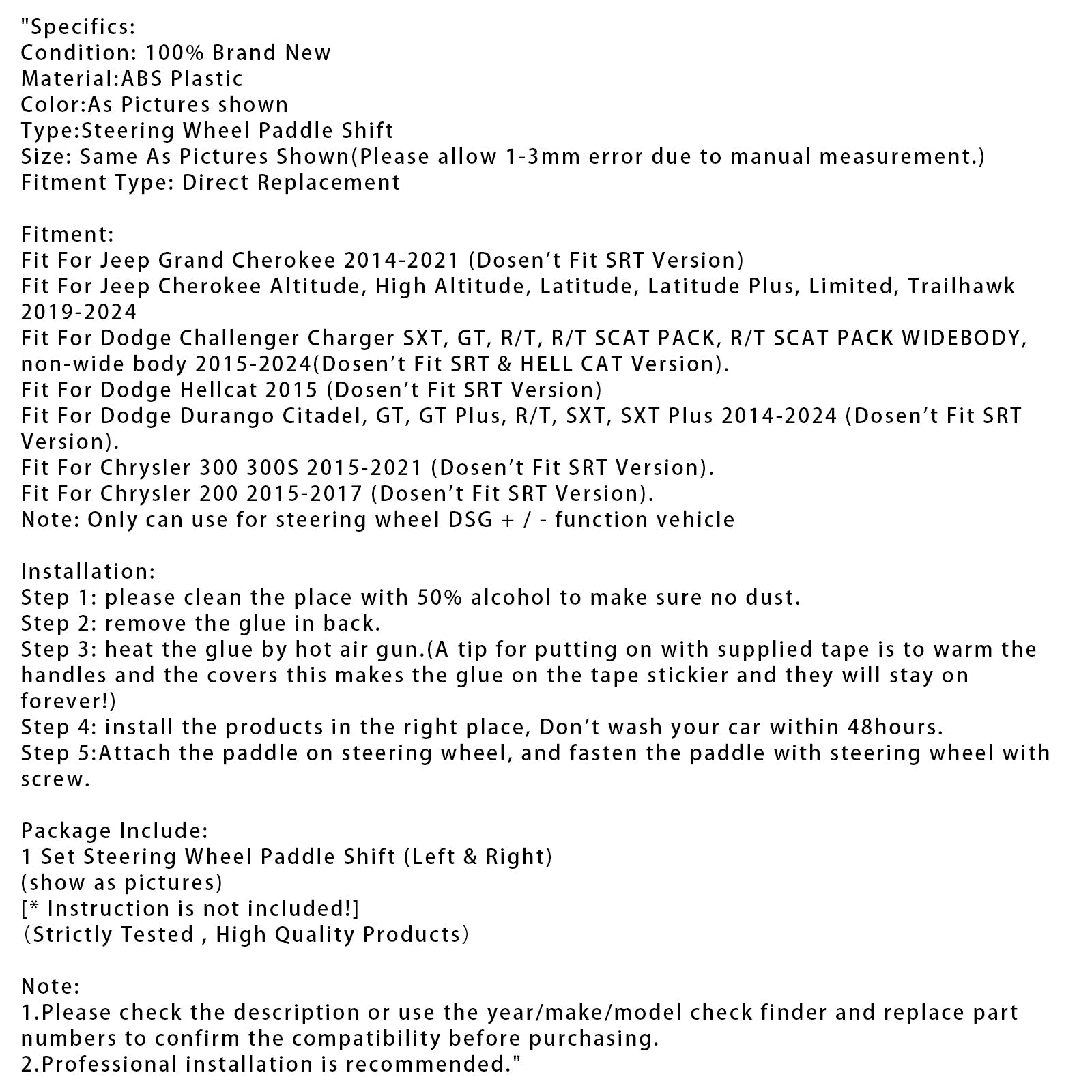 Extensions de palettes de changement de vitesse au volant pour Jeep Grand Cherokee 2014-2021