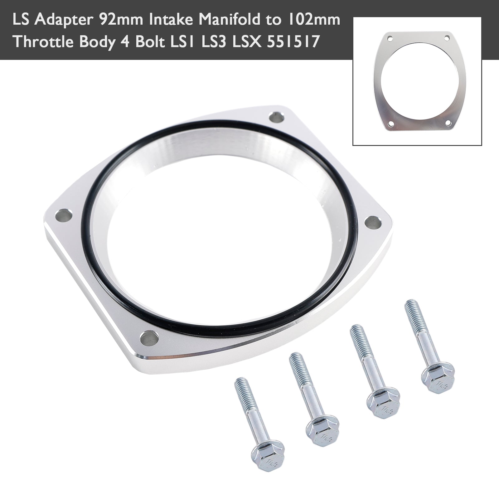 LS -adapteri 551517 INTUKSIMENNUS 92 mm perhonen runkoihin 102 mm 4 Bolts LS1 LSX LSX