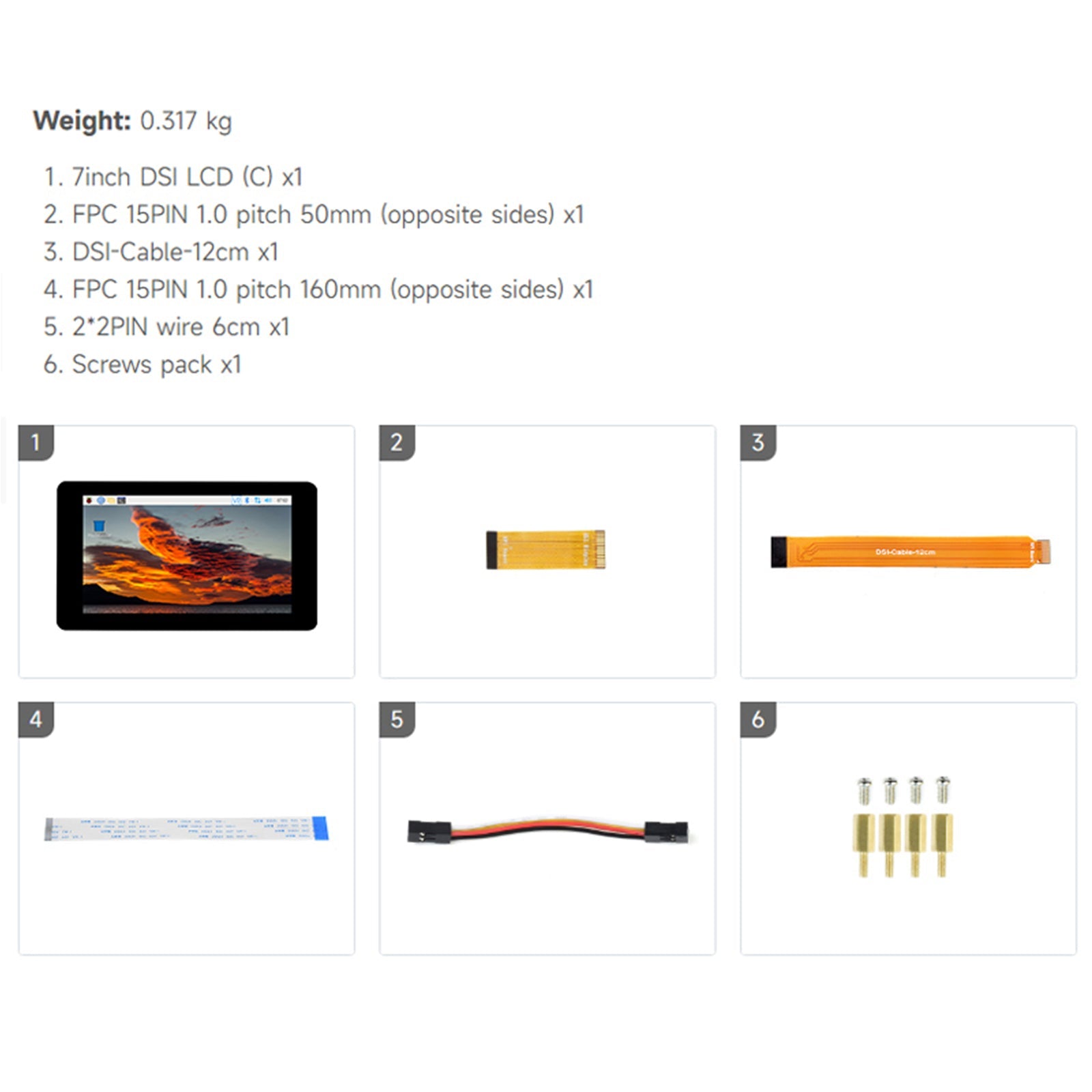 Écran tactile capacitif IPS 7 pouces 5 points Raspberry Pi 1024 × 600 pixels Pi5/4B