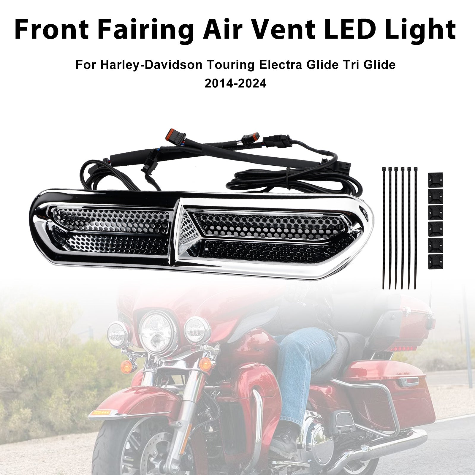 Illuminazione a LED per presa d'aria della carenatura anteriore per Touring Street Glide 2014-2024