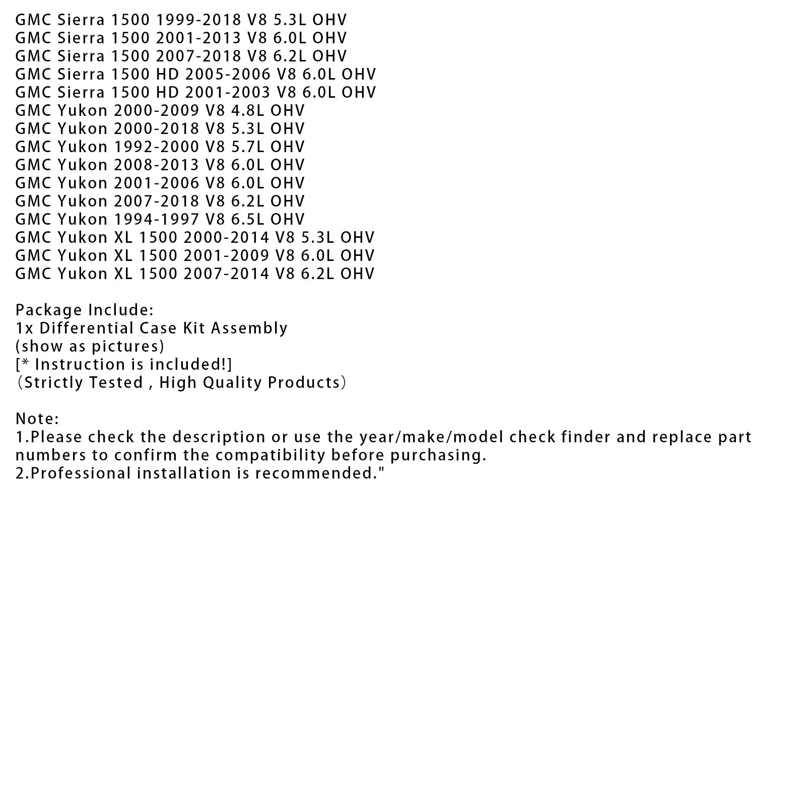 OHV diferencialna škatla za GMC Sierra 1500 HD V8 6.0 L 2001-2003 (40048044)