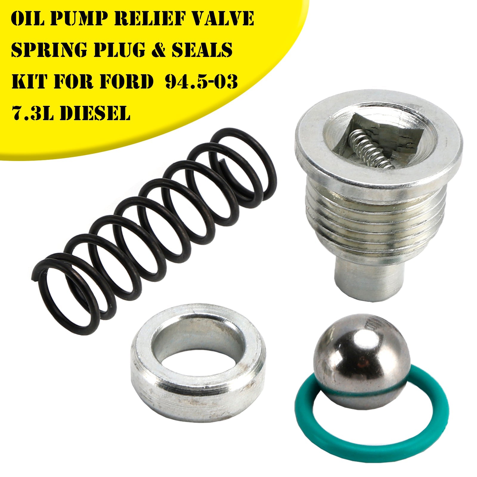 7.3L Dieseloliepomp-overdrukventielveer-, plug- en afdichtingsset voor Ford F250, F350, F450, F550 FSD, E250, E350, E450 ESD (1994.05-2003).