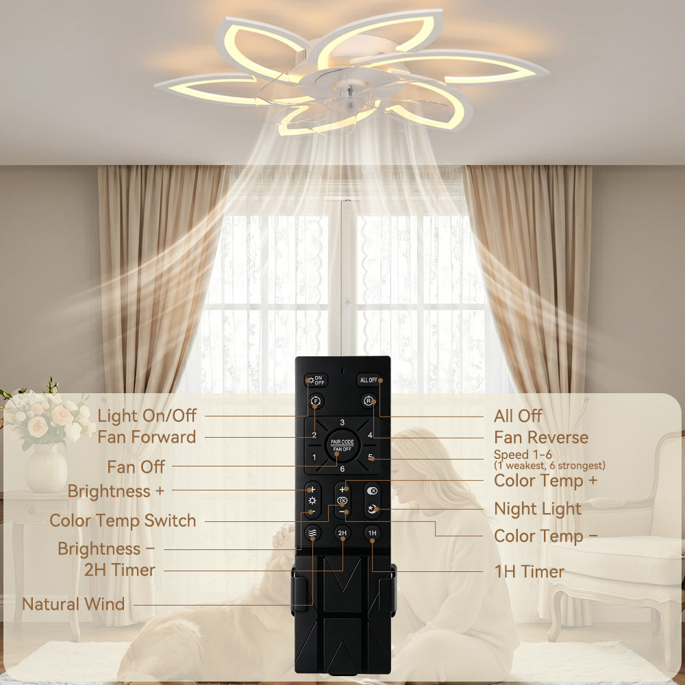Silencioso Ventilador de techo con LED con iluminación y mando a distancia