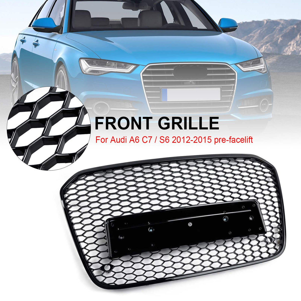 RS6 Style Honeycomb Front Bumper Grille Grill Pour Audi A6 C7 S6 2012-2015