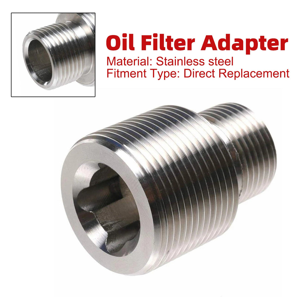 Adaptateur de filtre à huile JXSS0116-SS 13/16""-16 vers 1 1/8""-16 1R-1807