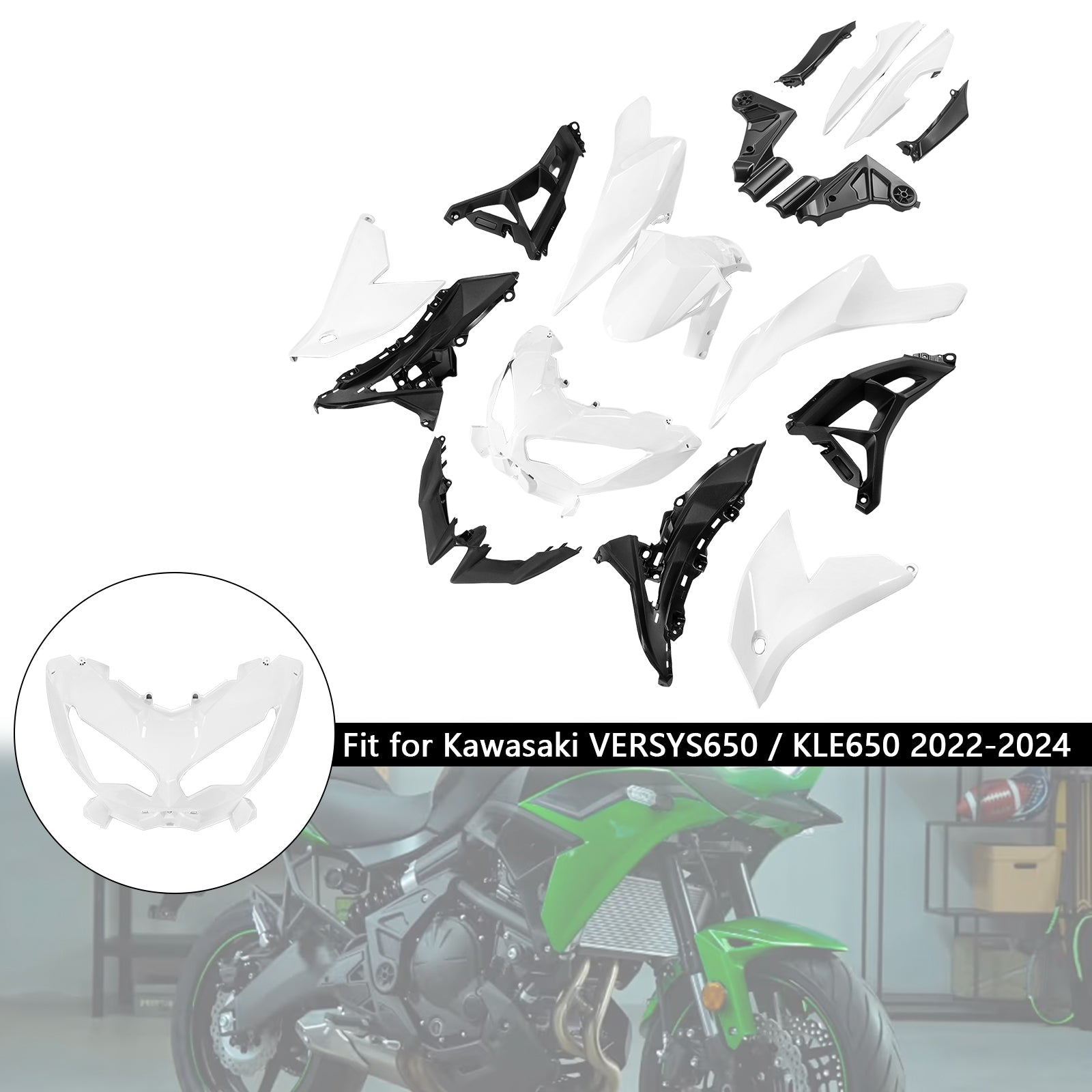 Kit de carénage de carrosserie ABS injecté pour Kawasaki VERSYS 650 KLE 2022-2024 03#