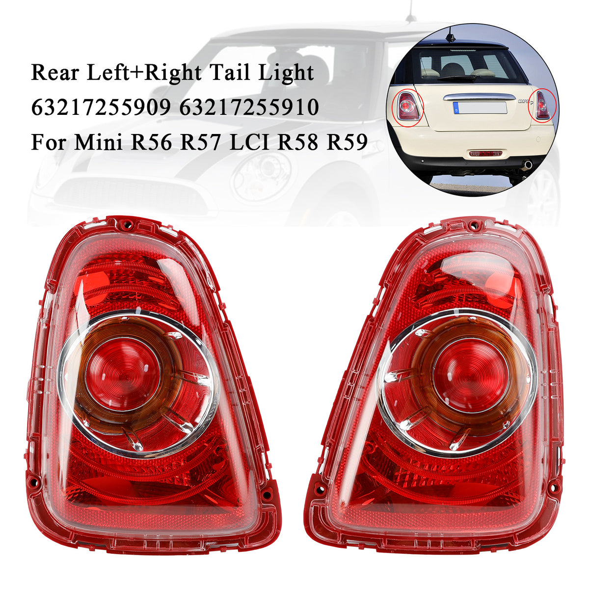 Rear L+R Tail Light 63217255909 63217255910 Pour Mini R56 R57 LCI R58 R59