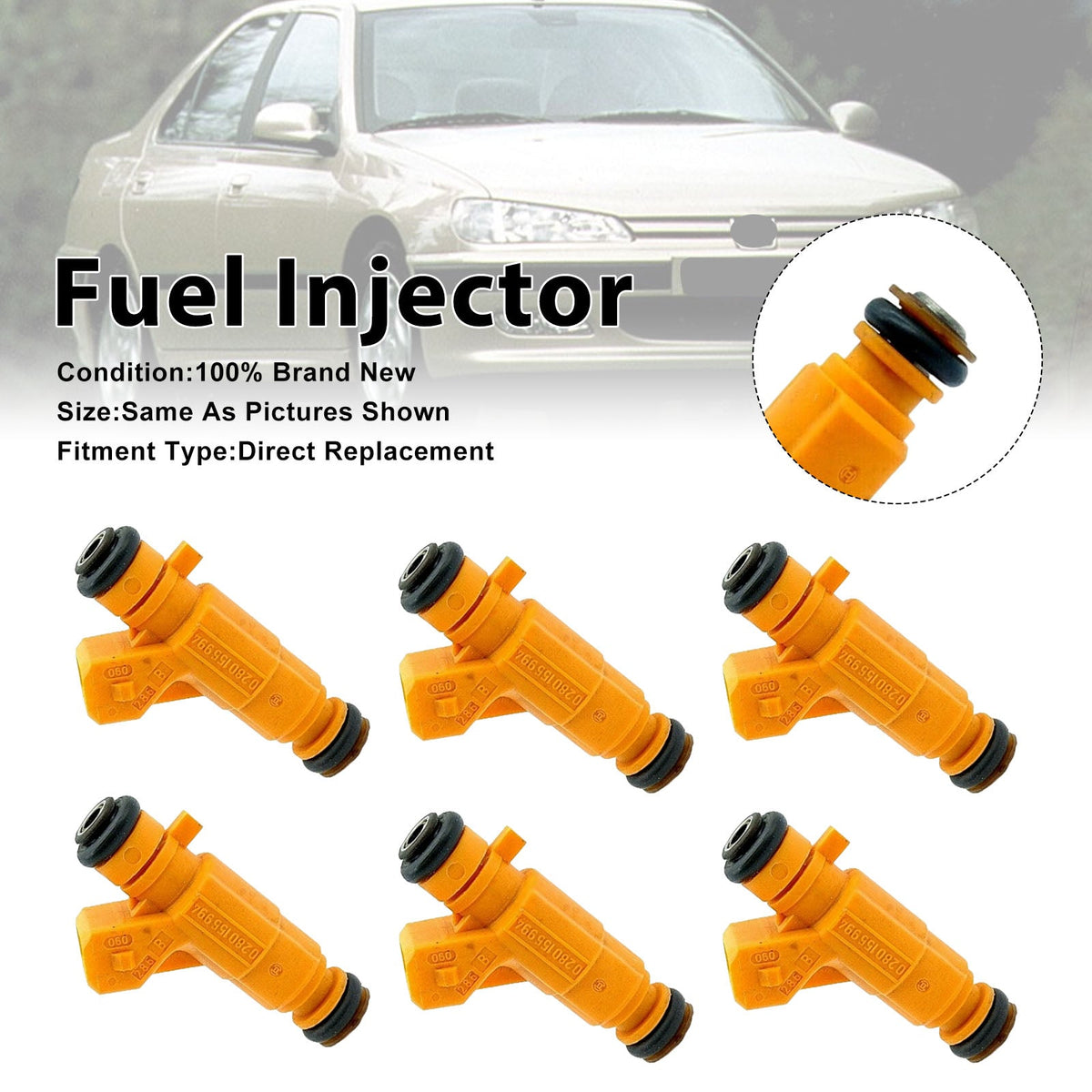 6 injecteurs de carburant pour Peugeot 607 et Renault Clio II (2000-2002) - Référence : 0280155994