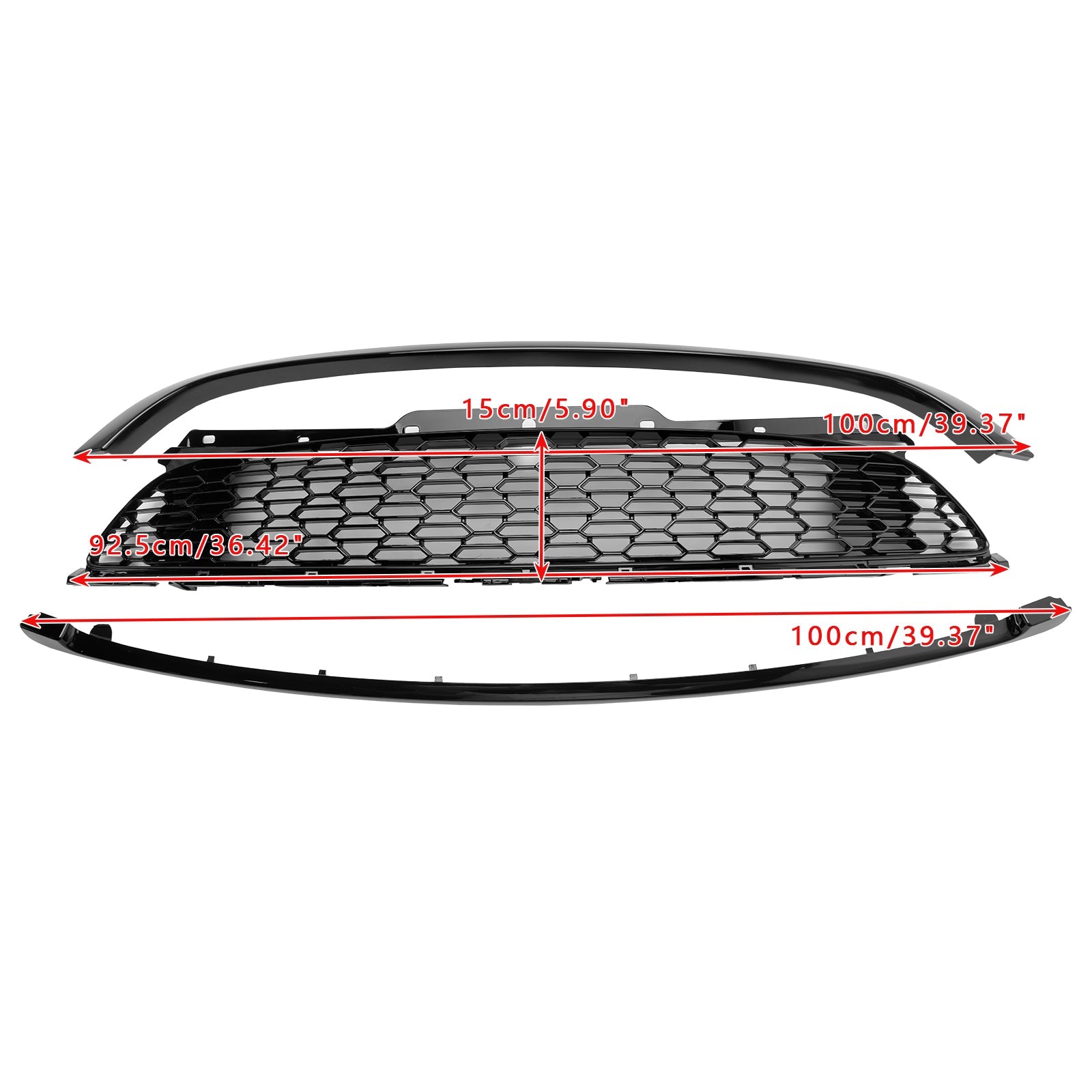 Parrilla frontal de riñón negra brillante de 3 piezas para Mini R55 R56 R57 R58 R59 Cooper S y JCW