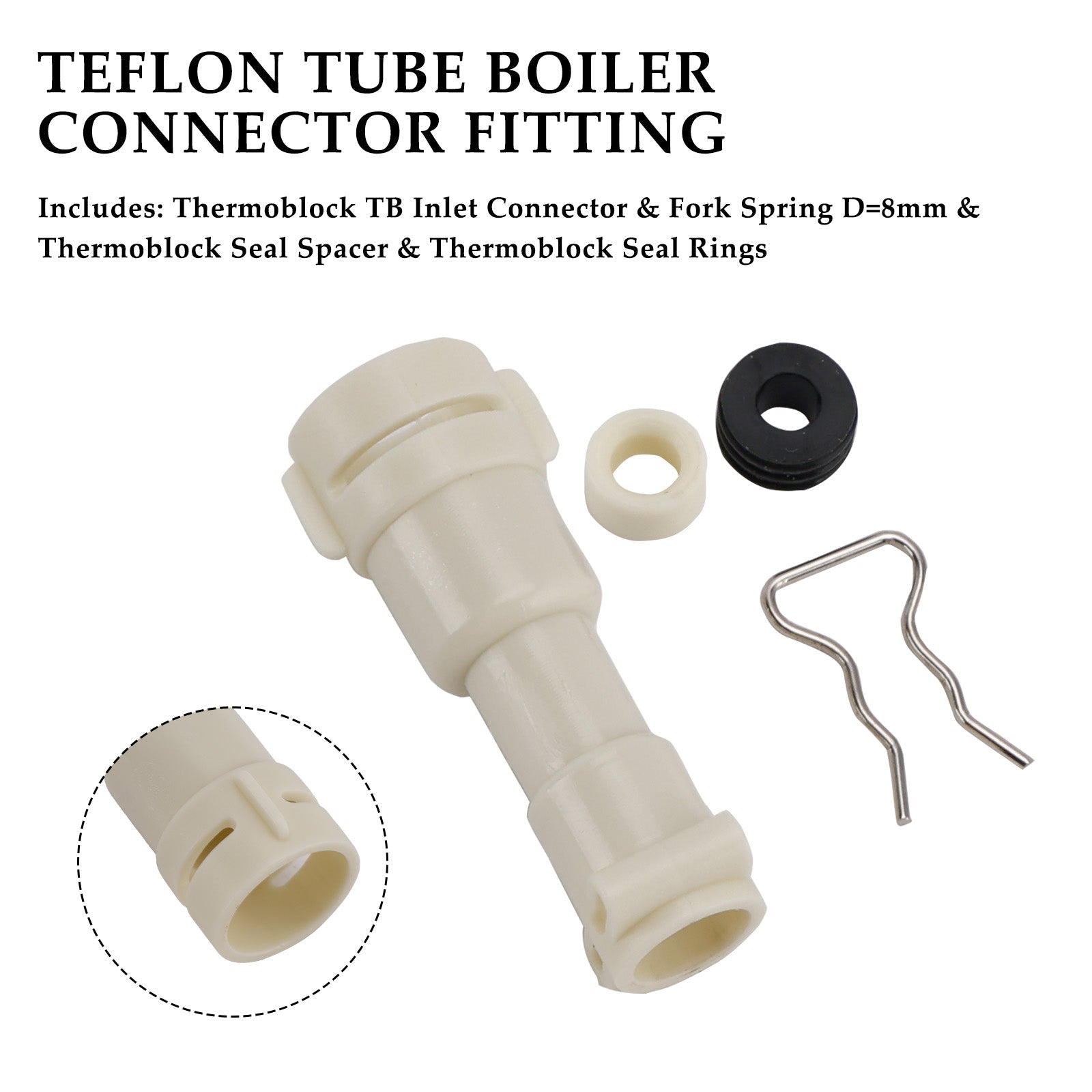 Kit ThermoBlock para elemento calentador de agua, que incluye conector de entrada, junta, espaciador y horquilla D8 mm, compatible con cafetera Philips 422224777123