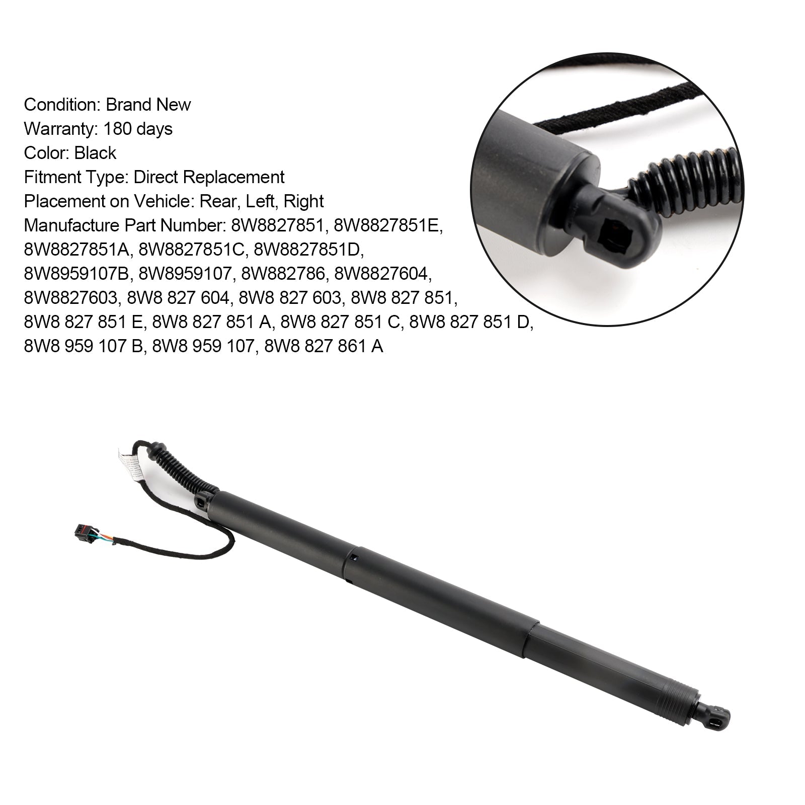 1 sähköinen takaluukun nostin 8W8827851 autoon Audi A5 Sportback 2016-2024 8W8959107