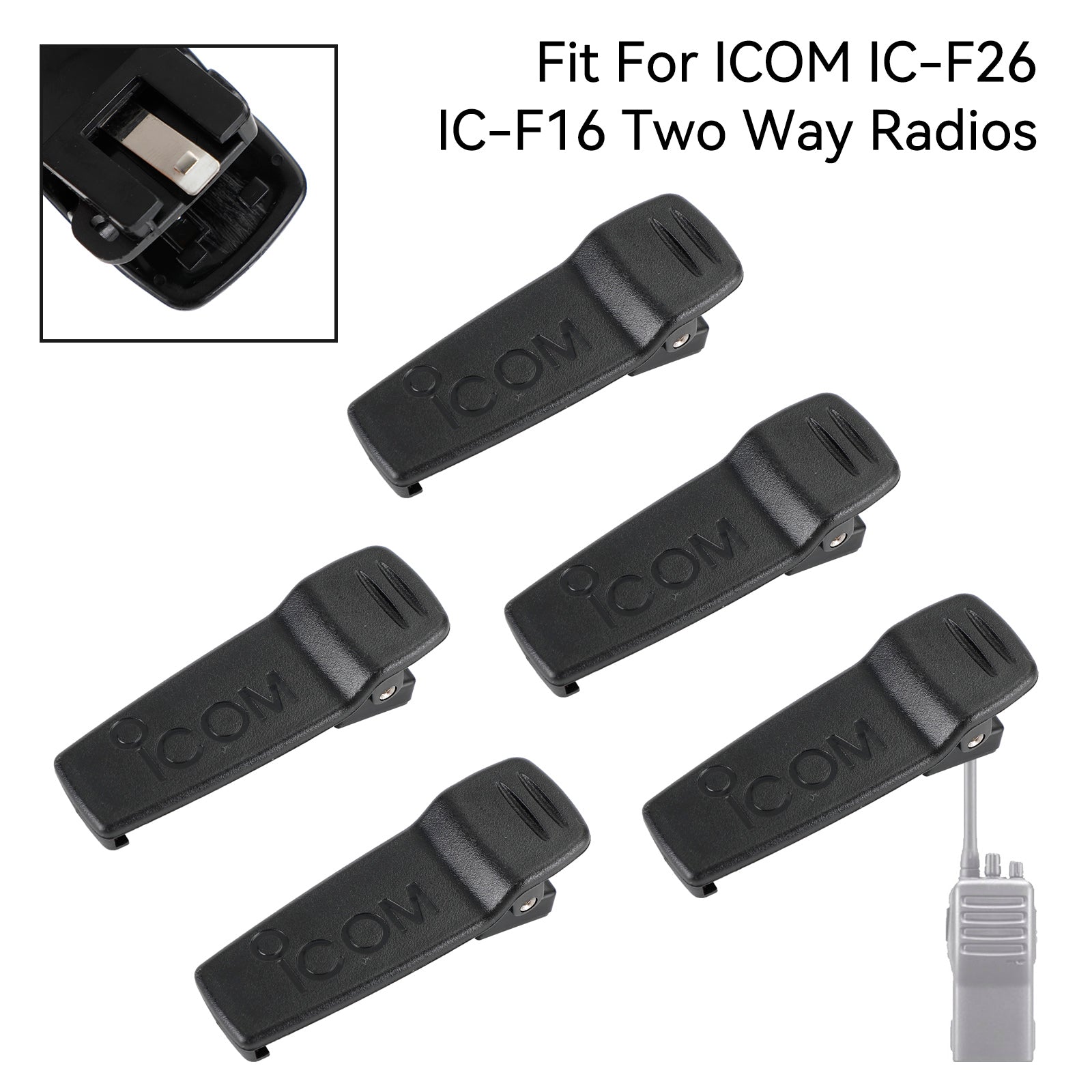 ICOM IC-F26 IC-F16 radiopuhelin 5X vyönsolki MB-94 vyöpidike