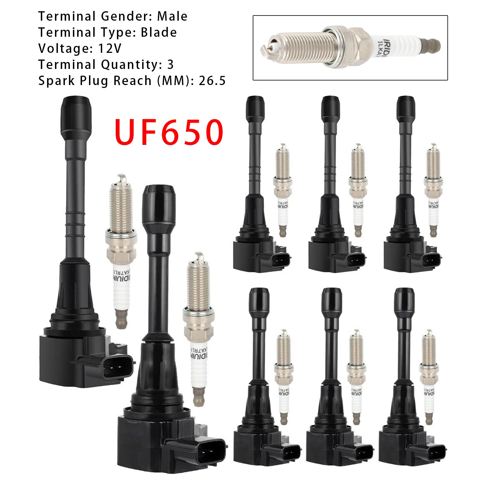 Kit de 8 bobinas de'Encendido y bujías UF650 para Infiniti QX80 5.6L V8 2014-2019