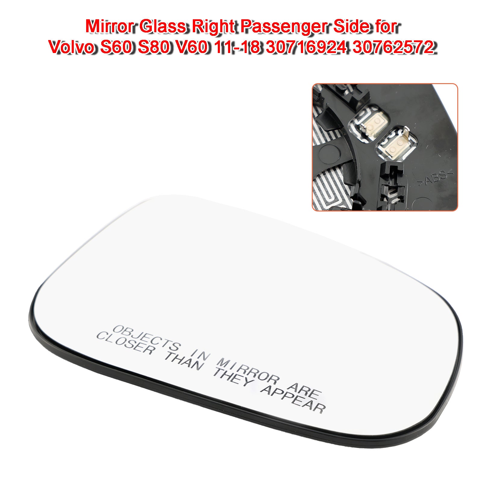 Mirror Glass Right Passenger Side pour Volvo S60 S80 V60 11-18 30716924 30762572