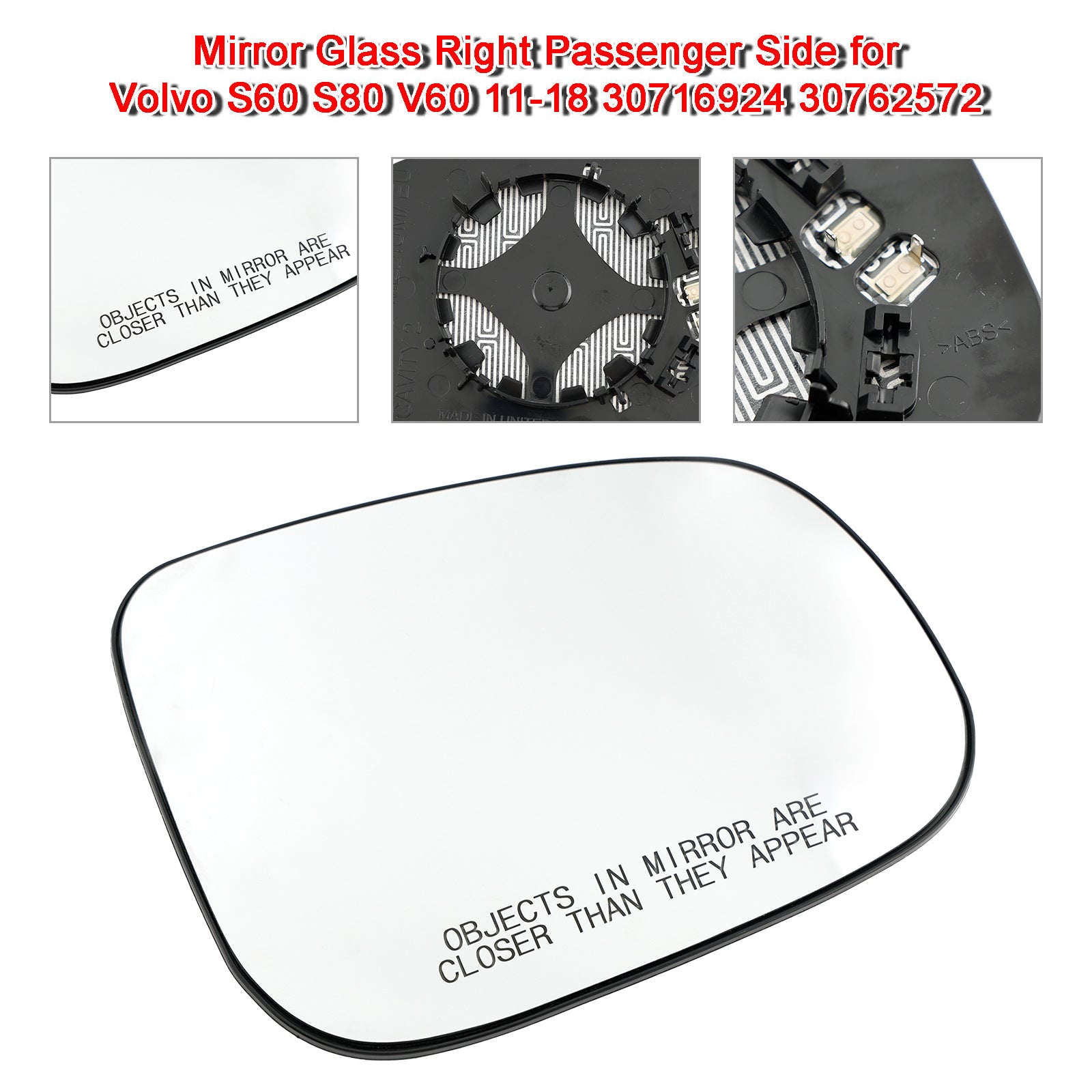 Mirror Glass Right Passenger Side pour Volvo S60 S80 V60 11-18 30716924 30762572
