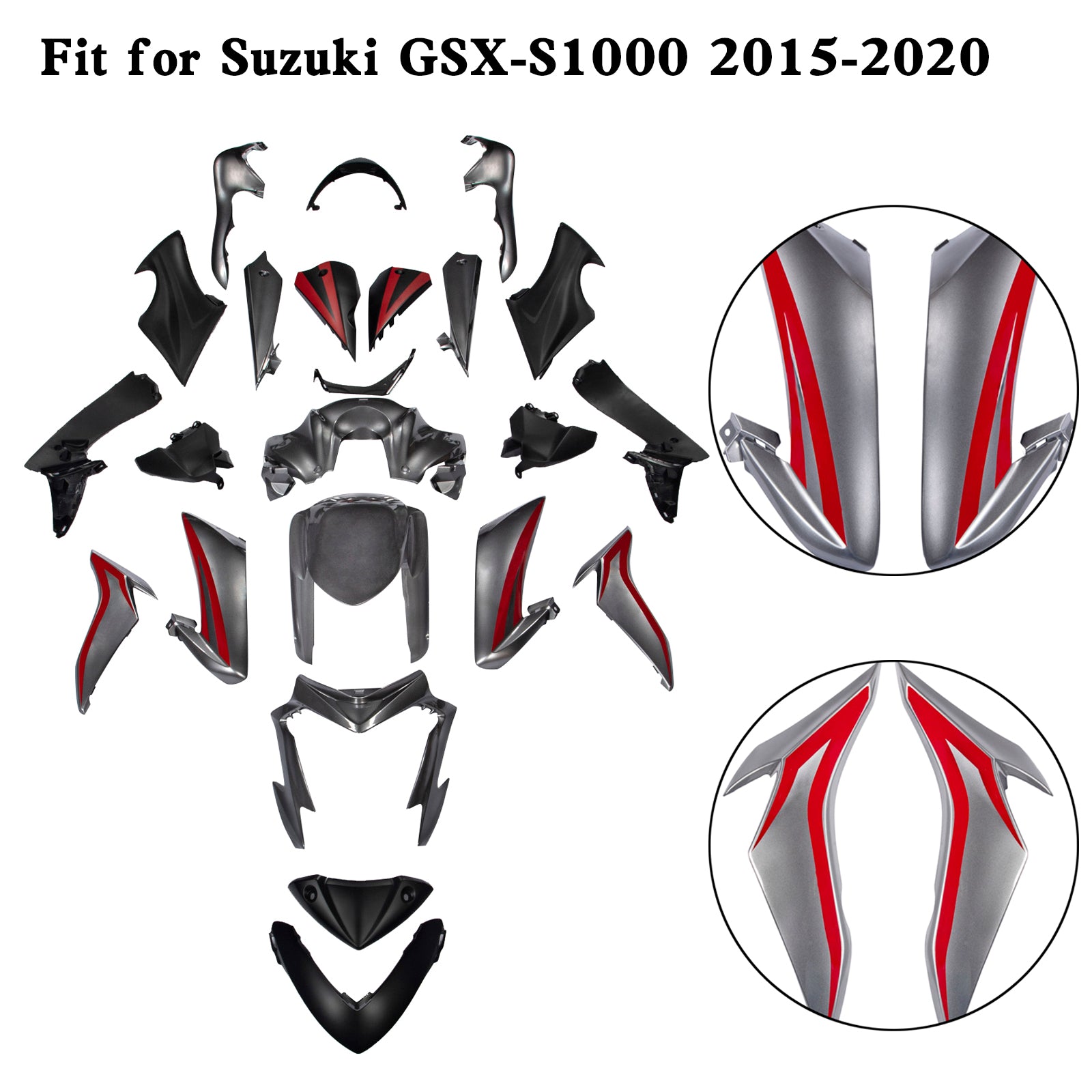 Kit de carénage de carrosserie en plastique injecté pour Suzuki GSX-S 1000 GSXS 2015-2020