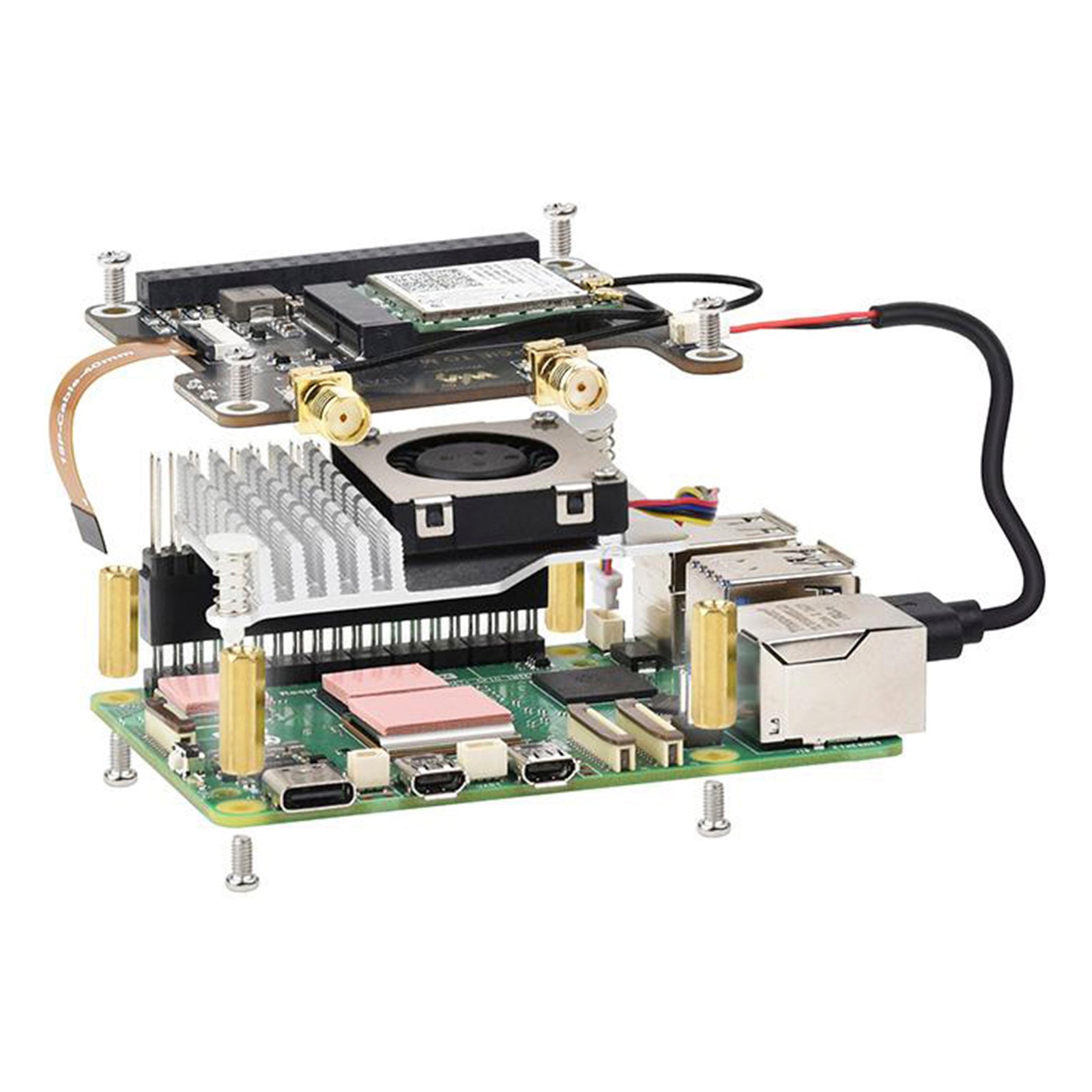 Carte d'extension Raspberry Pi 5 PCIe vers M.2 E Key pour carte réseau sans fil NGFF