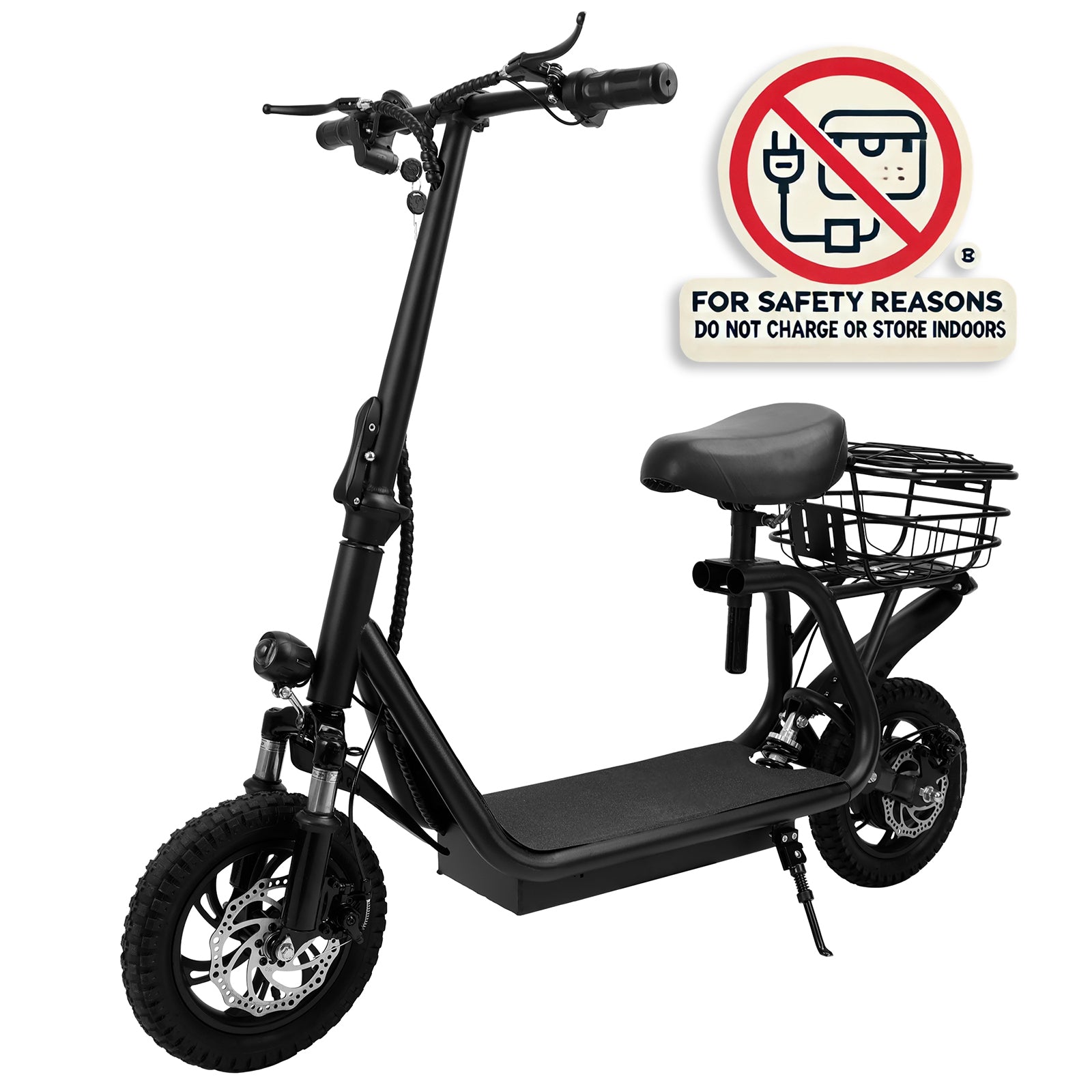 Trottinette Électrique Pliable 500W 36V pour Adultes avec Panier Arrière Roues 12 Pouces Freins Avant et Arrière et Suspension