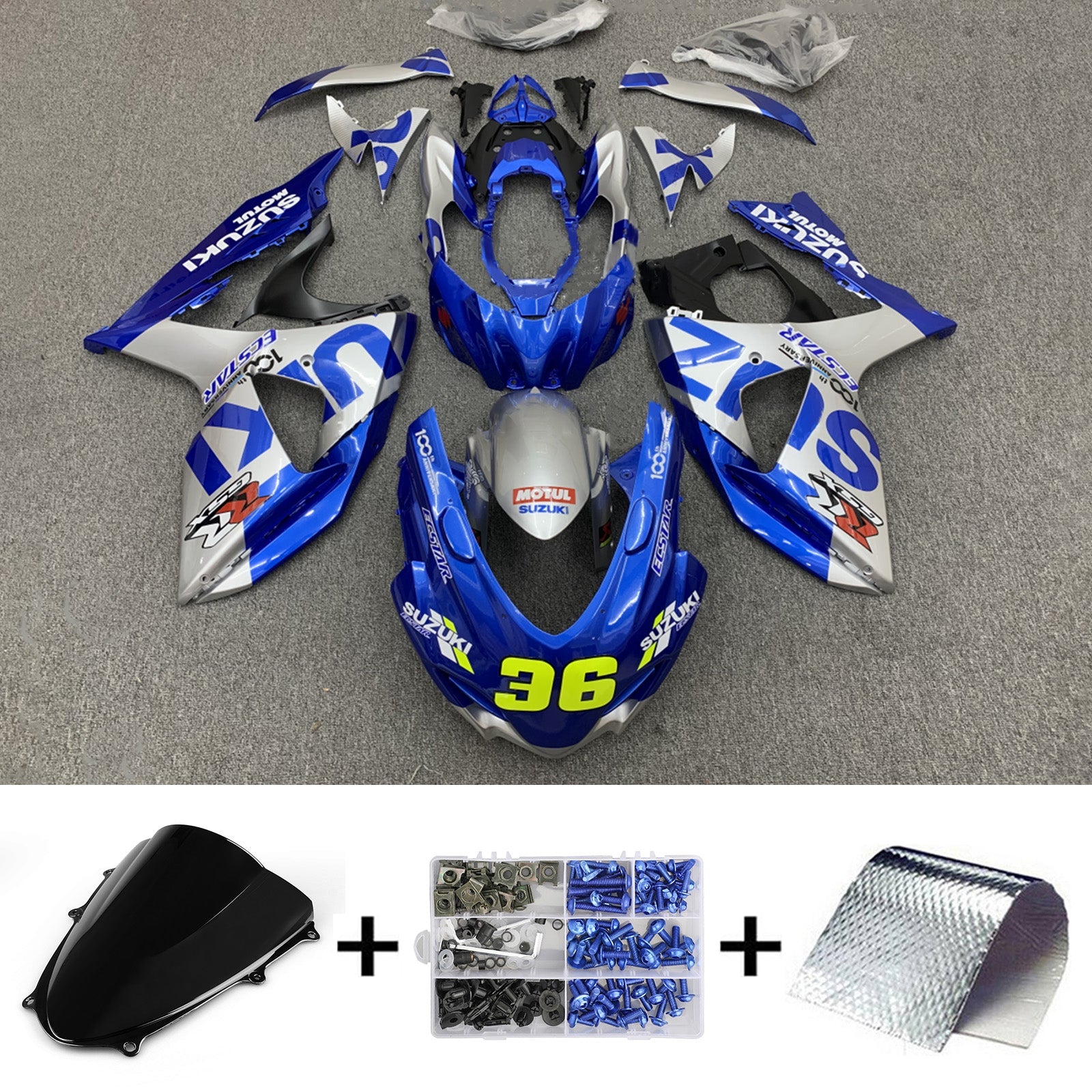 Amotopart Suzuki GSXR1000 2009-2016 K9 Kit Carénage Carrosserie Plastique ABS