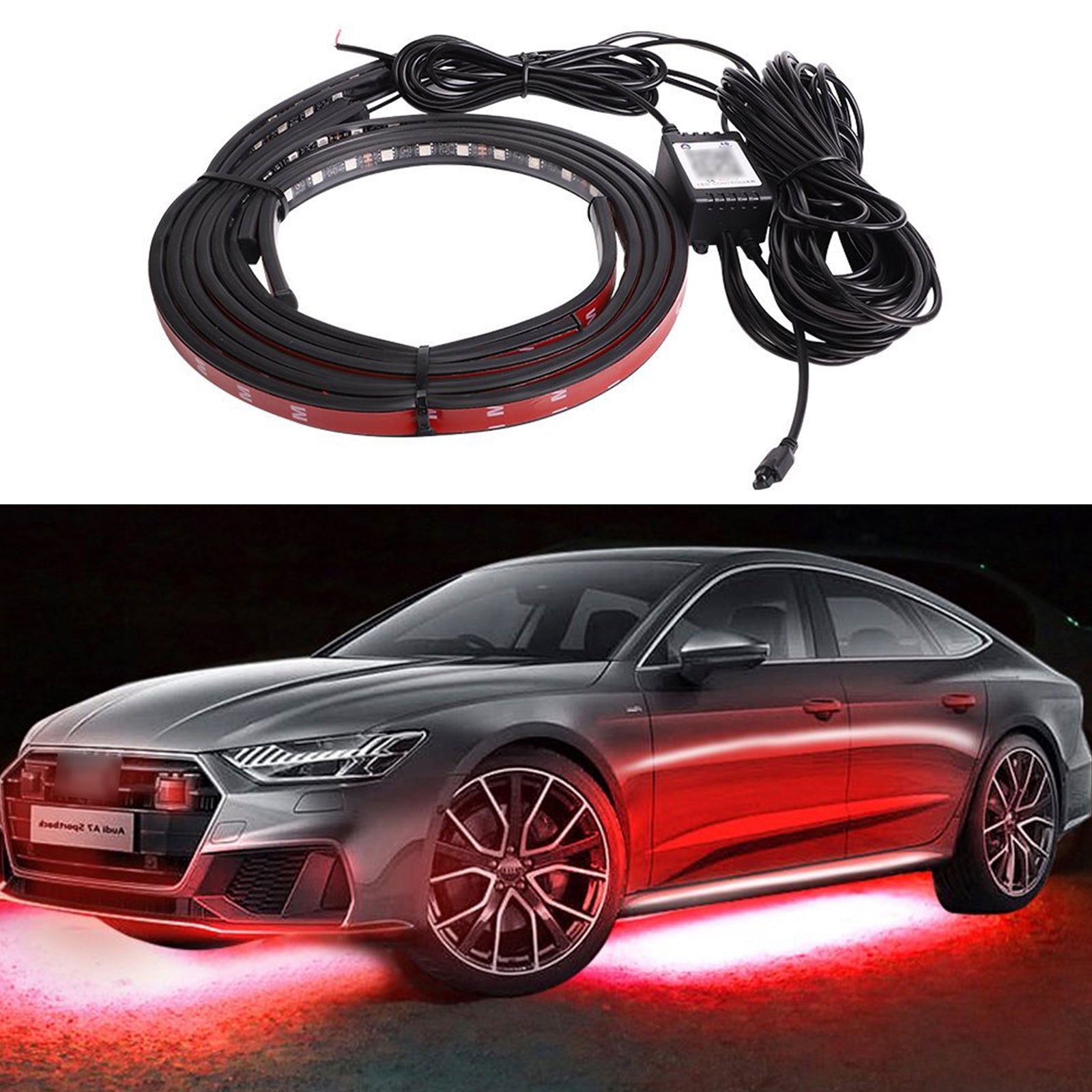 Conjunto de 4 iluminación LED para chasis, con aplicación de fantasía de luz ambiental y control remoto, 60 cm x 2 + 90 cm x 2