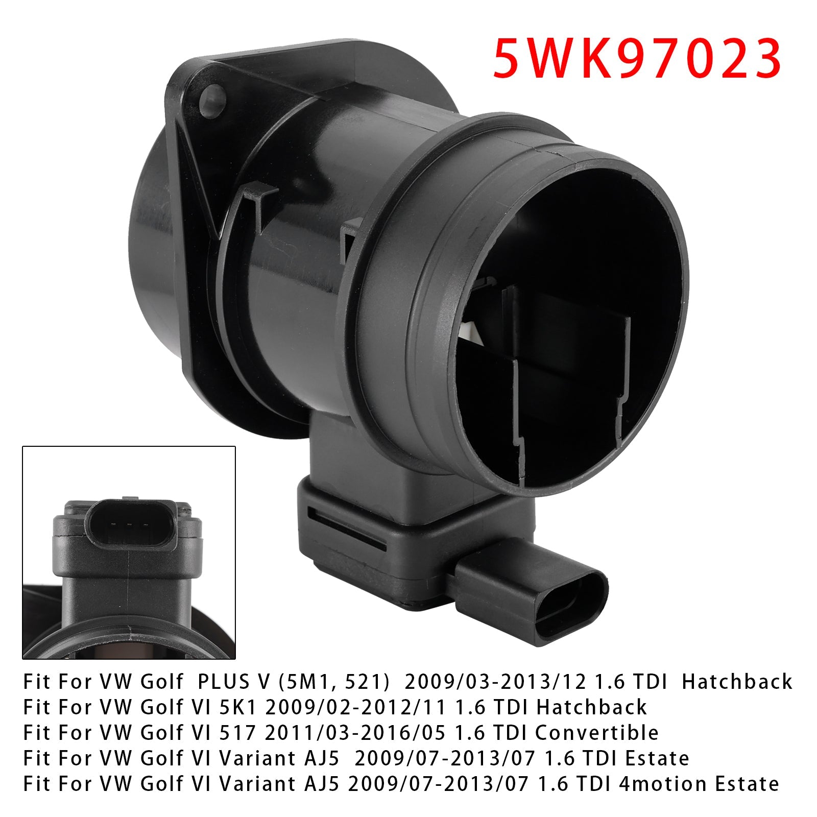 Senzor merilnika pretoka d'zračna masa za VW Golf VI, Audi A1, Seat Leon 1.6TDI 5WK97023