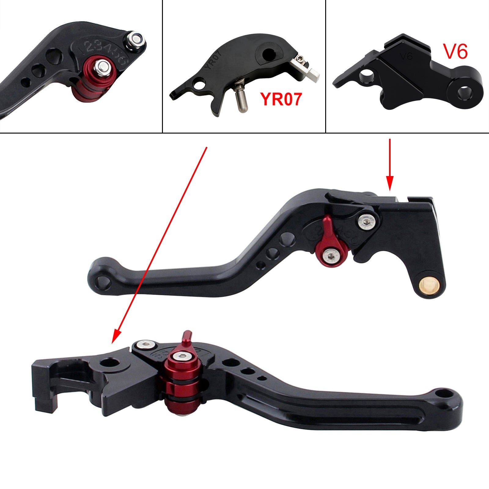 Nouveau levier de frein et d'embrayage court compatible avec YAMAHA XSR900 XSR900GP MT-09 MT-09SP 24-25