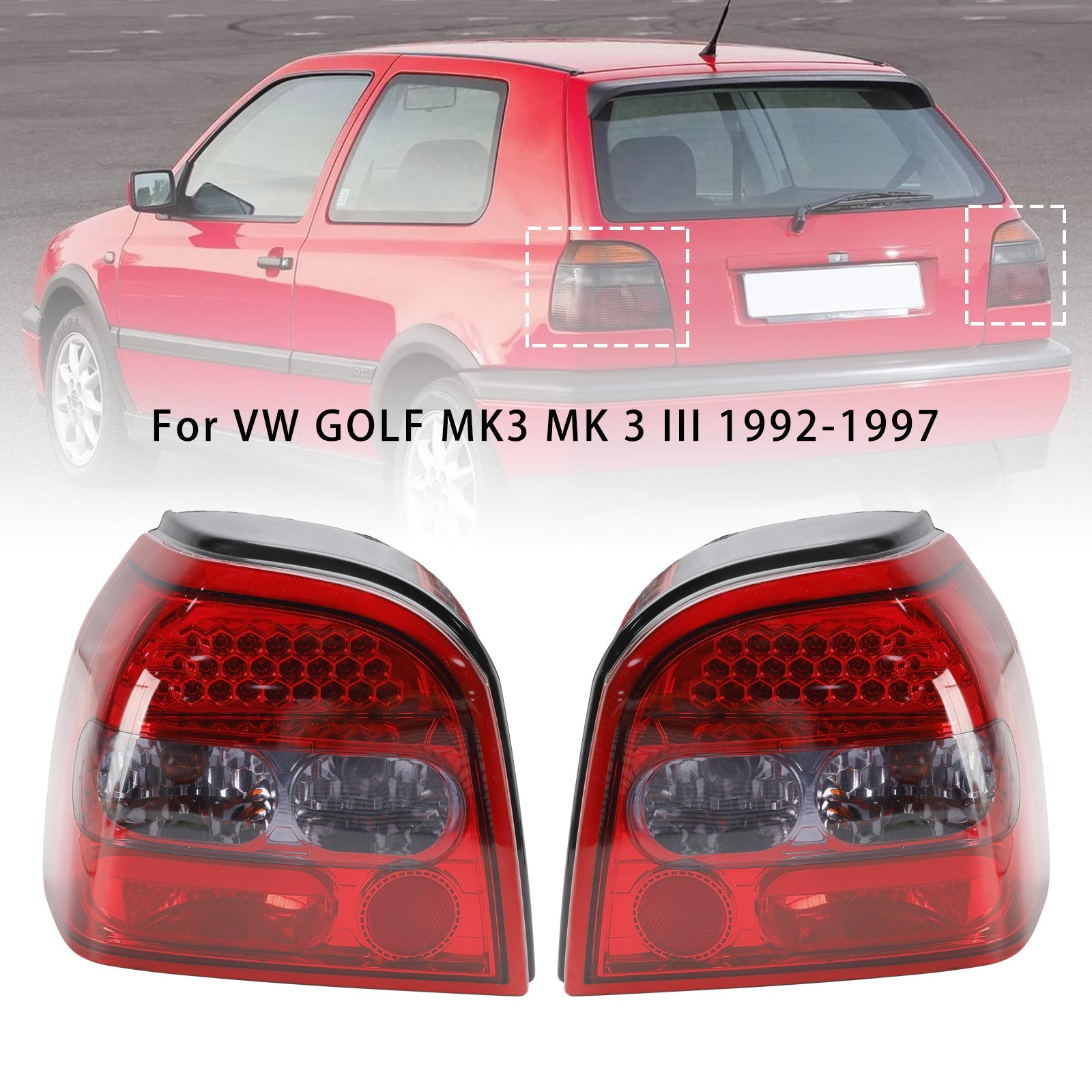 1992-1997 VW GOLF MK3 MK 3 III 2PCS Feux arrière à LED transparents