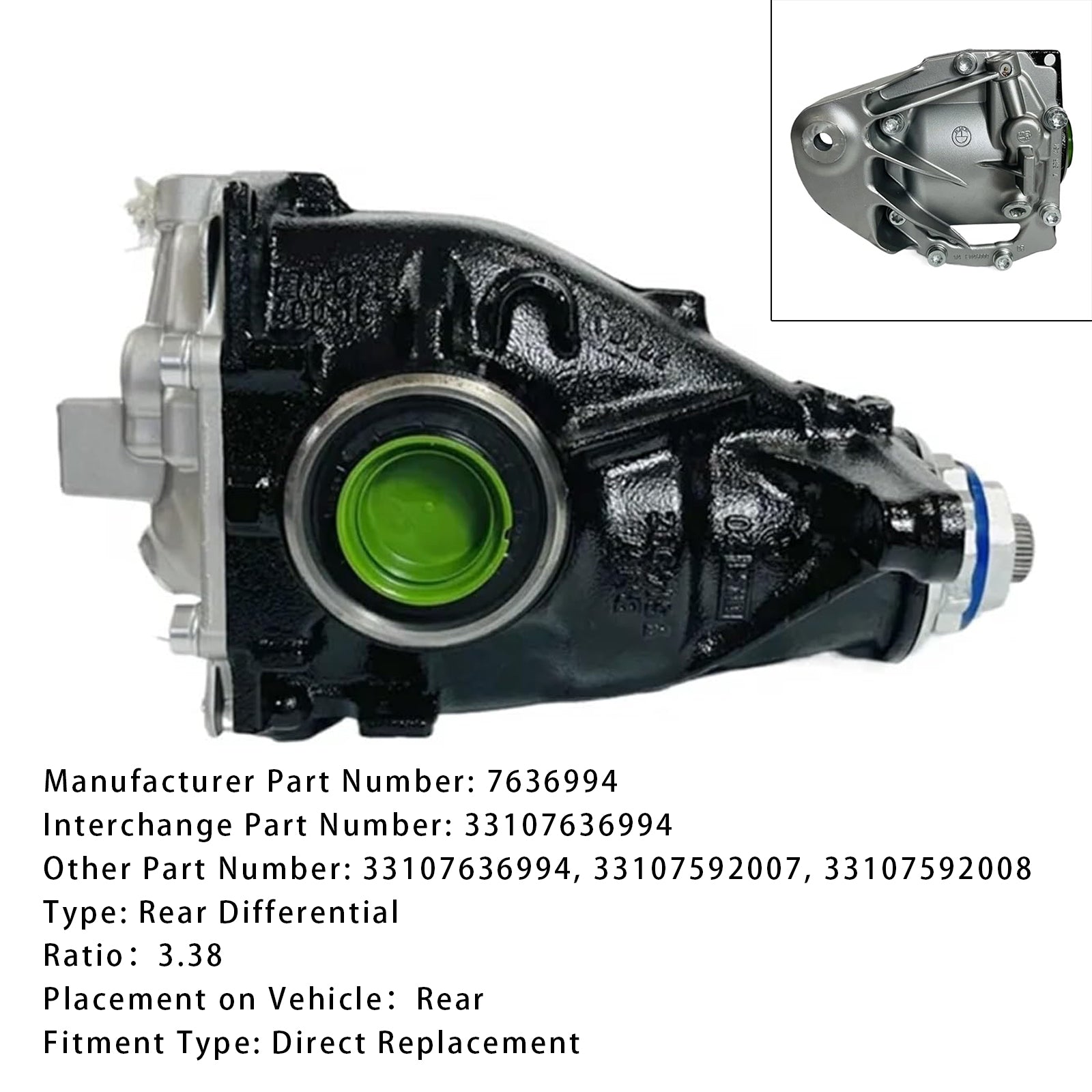 Różnicowy tylny 33107636994, bieg 3.38, dla BMW x3 F25 x4 F26