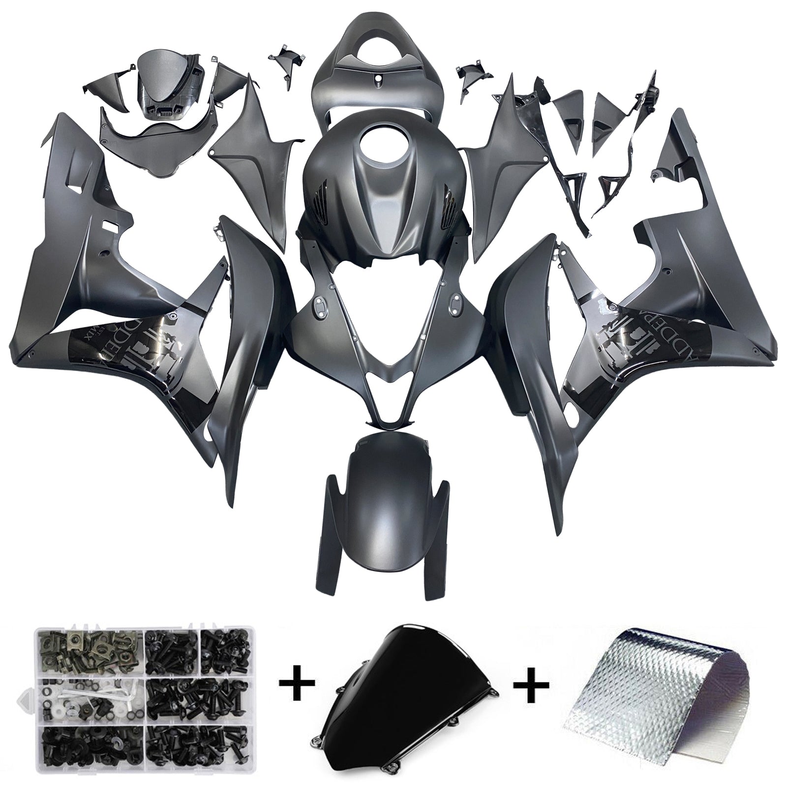 Kit de carénage par injection , carrosserie en plastique ABS Pour Honda CBR600RR 2007 2008 Matt Black