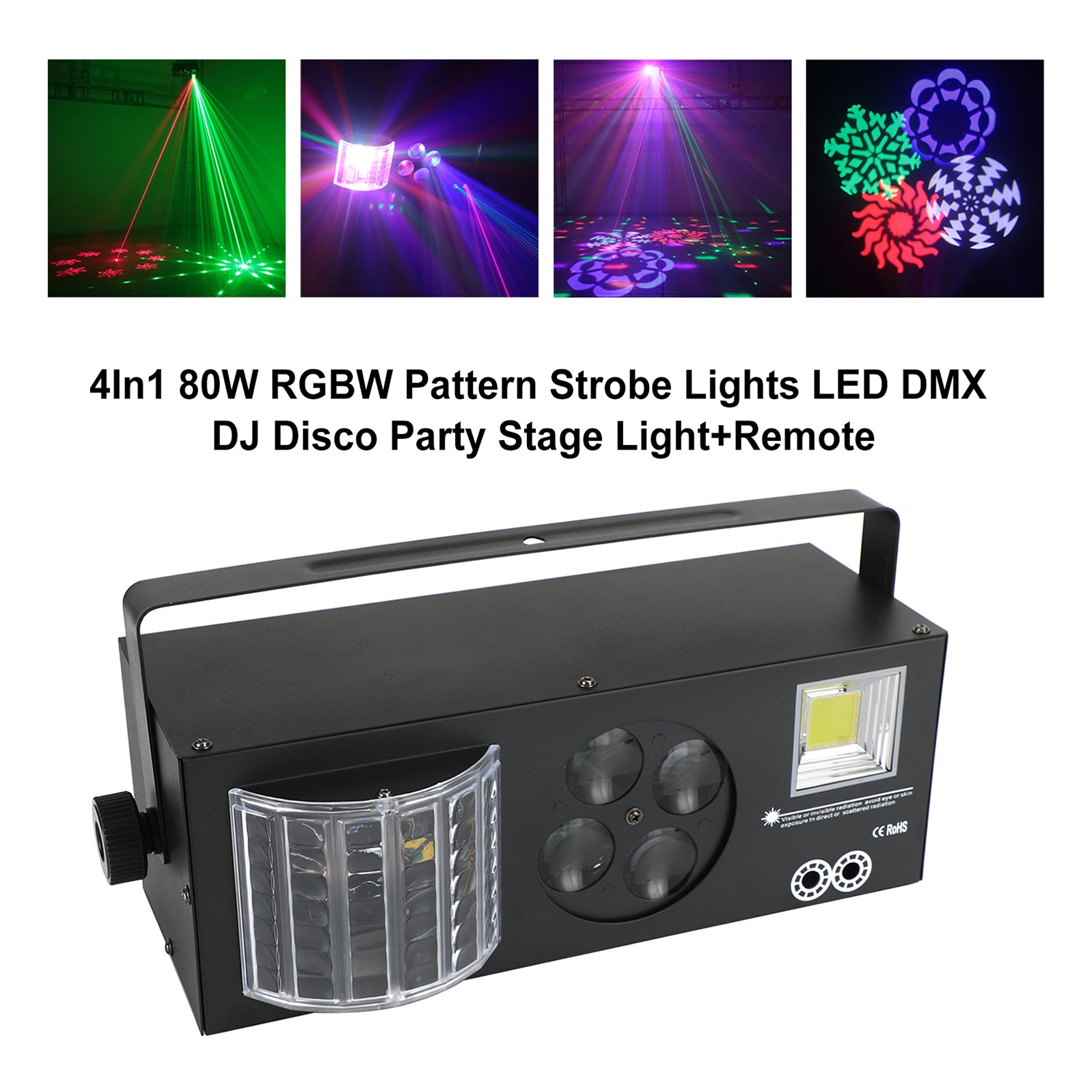 4In1 80W RGBW-stroboscoopmodel verlicht DMX-feestpodiumlicht + afstandsbediening