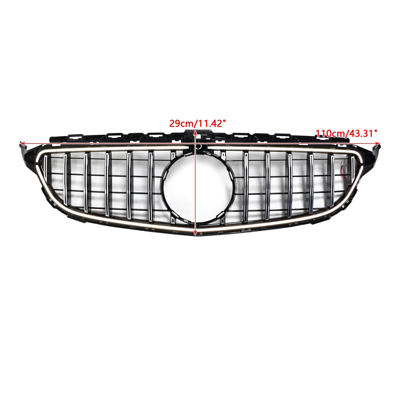 Grille de pare-chocs avant chromée à LED pour Mercedes W205 C250 C300 2015-2021