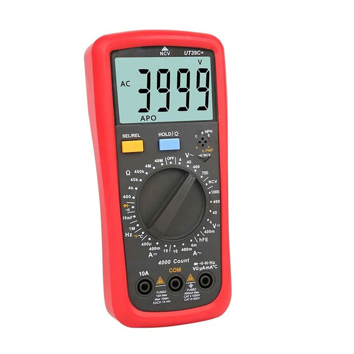 UT39C+ digitale multimeter: AC/DC voltmeter, diode- en condensatortester.