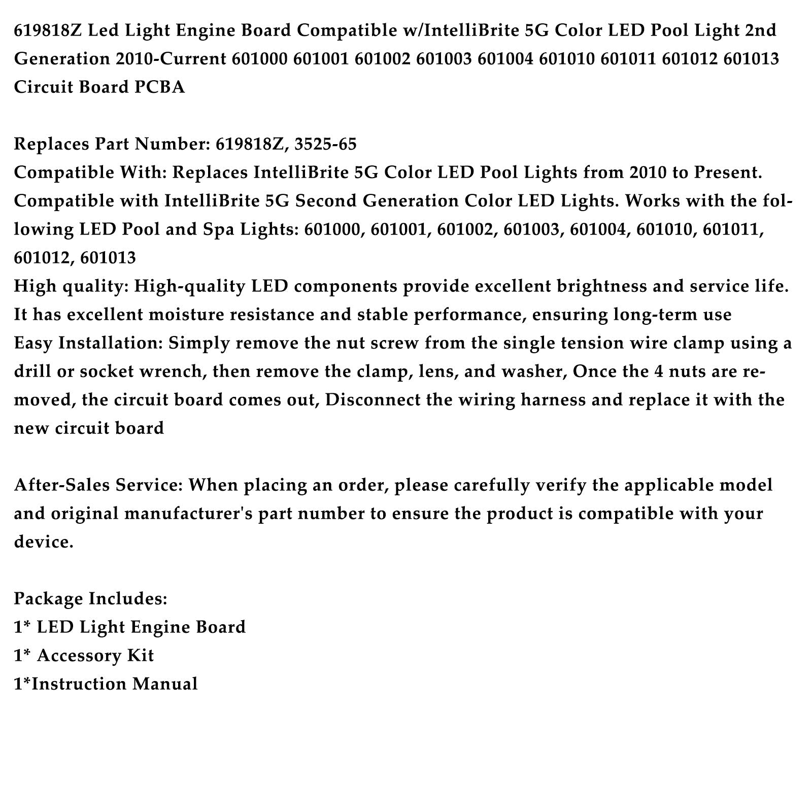Kit scheda PCB LED 619818Z per proiettore LED a colori IntelliBrite 5G per piscina