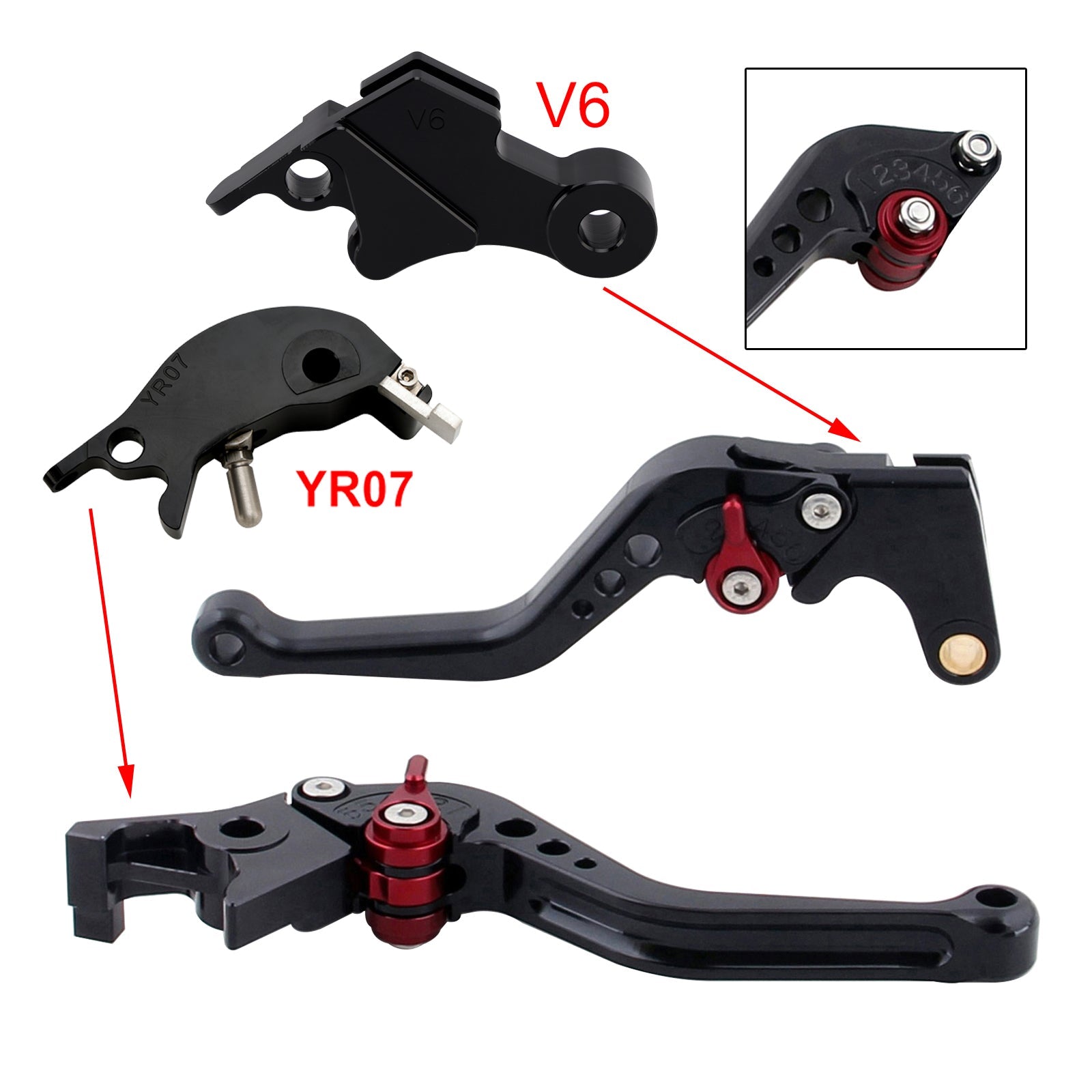 Nouveau levier de frein et d'embrayage court compatible avec YAMAHA XSR900 XSR900GP MT-09 MT-09SP 24-25